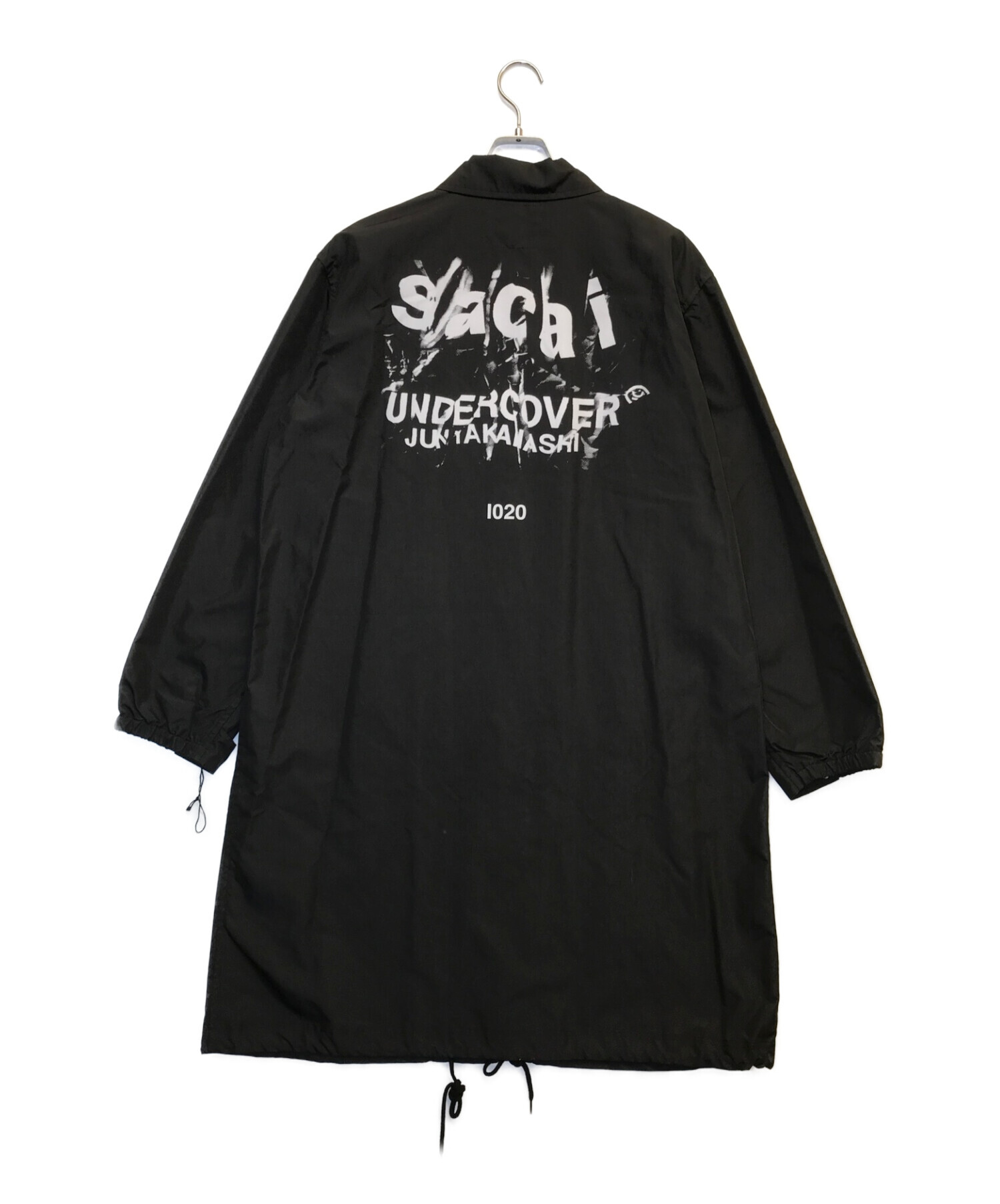 sacai×UNDERCOVER (サカイ×アンダーカバー) プリントロングコーチジャケット ブラック サイズ:2