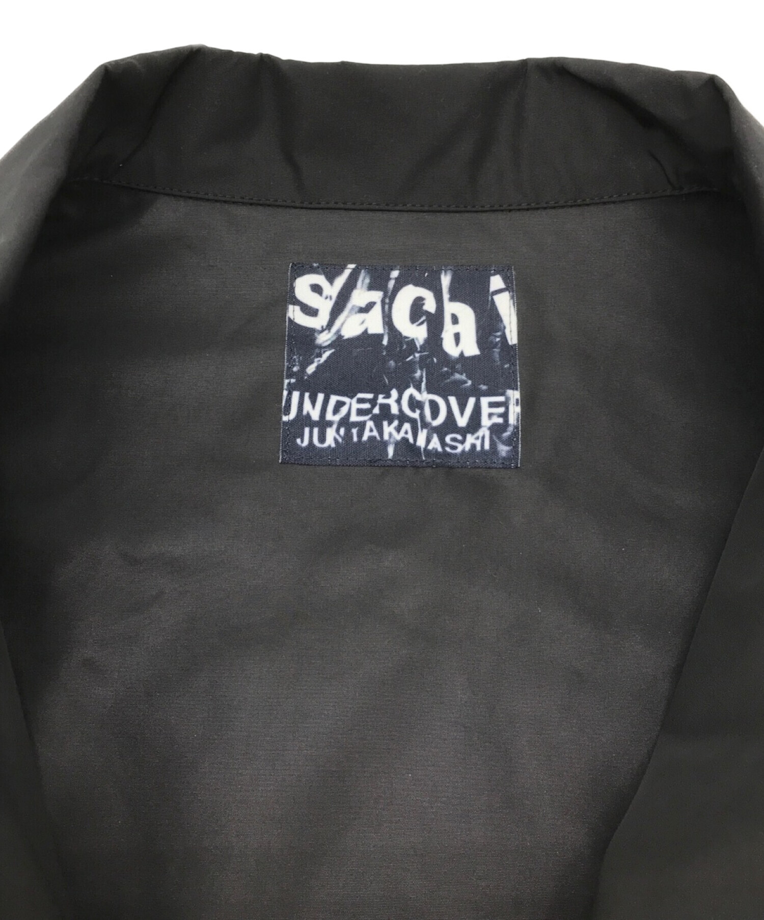 sacai×UNDERCOVER (サカイ×アンダーカバー) プリントロングコーチジャケット ブラック サイズ:2