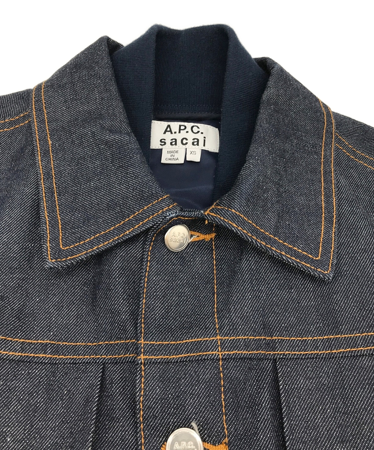 A.P.C.×sacai (アーペーセー×サカイ) コラボドッキングデニムMA-1ジャケット インディゴ サイズ:XS