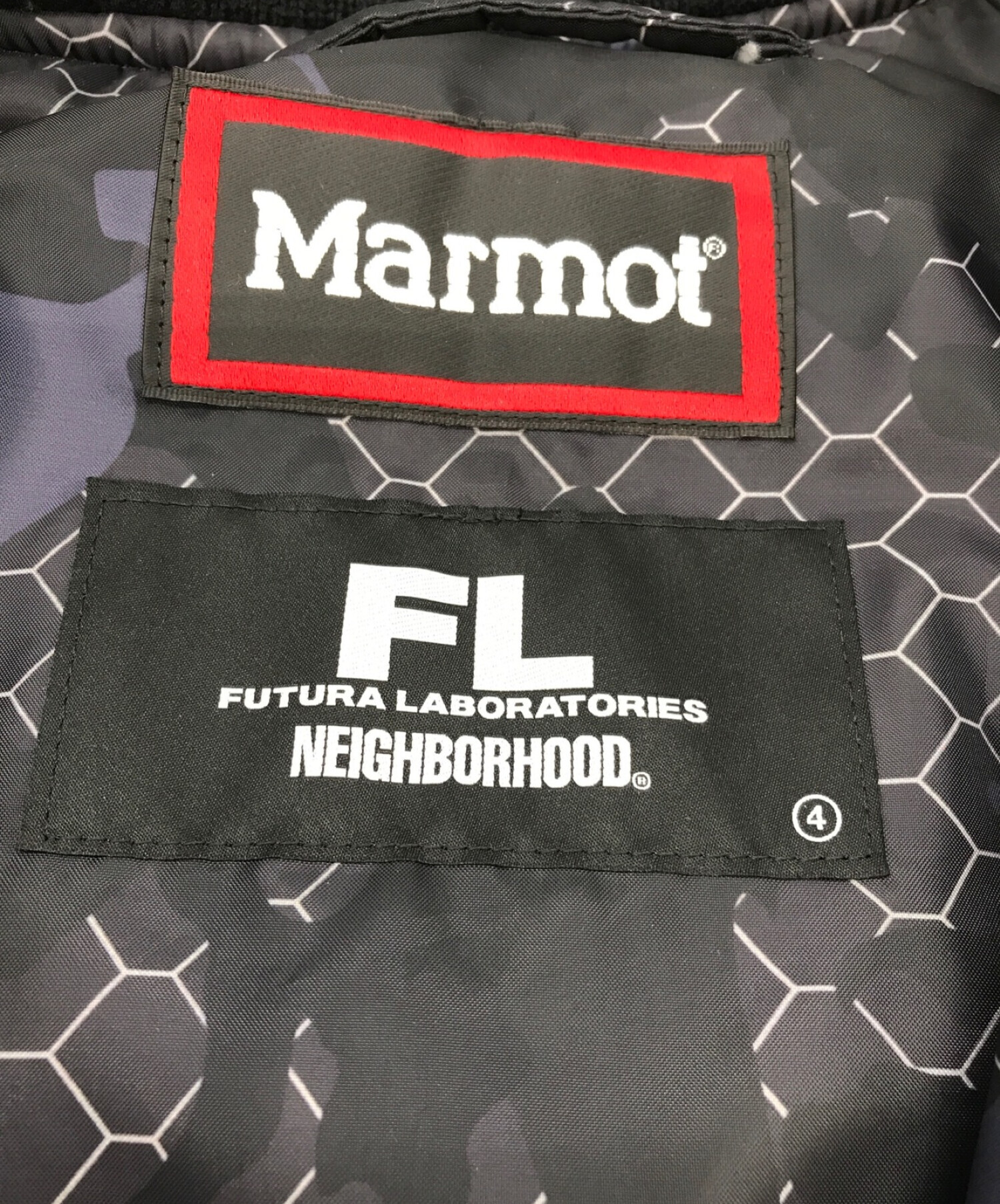 NEIGHBORHOOD×Marmot×Futura (ネイバーフット×マーモット×フューチュラ) コラボゴアテックスMA-1ジャケット ブラック  サイズ:L