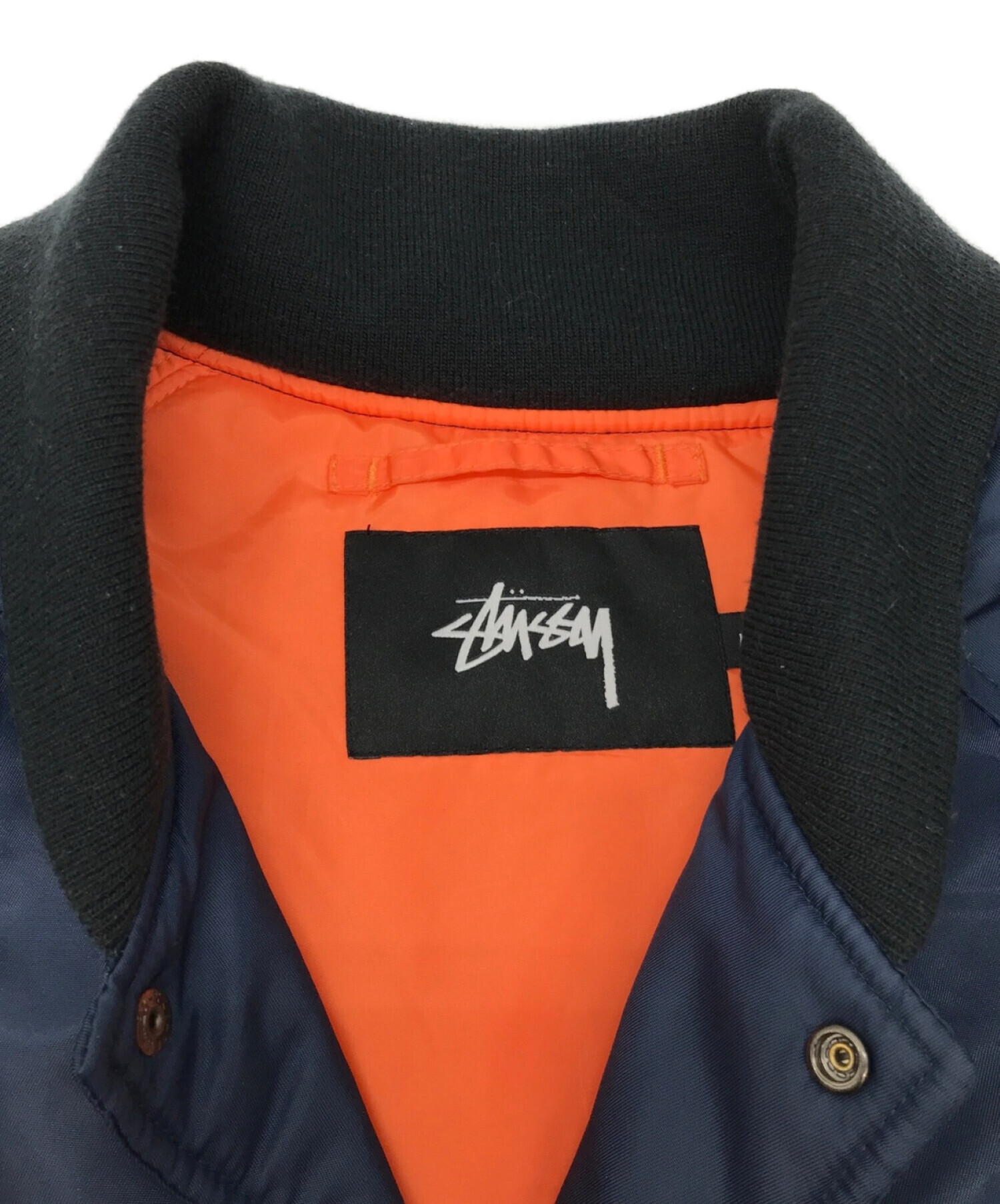 stussy×FRAGMENT design (ステューシー × フラグメント デザイン) コラボMA-1ボンバージャケット ネイビー サイズ:M