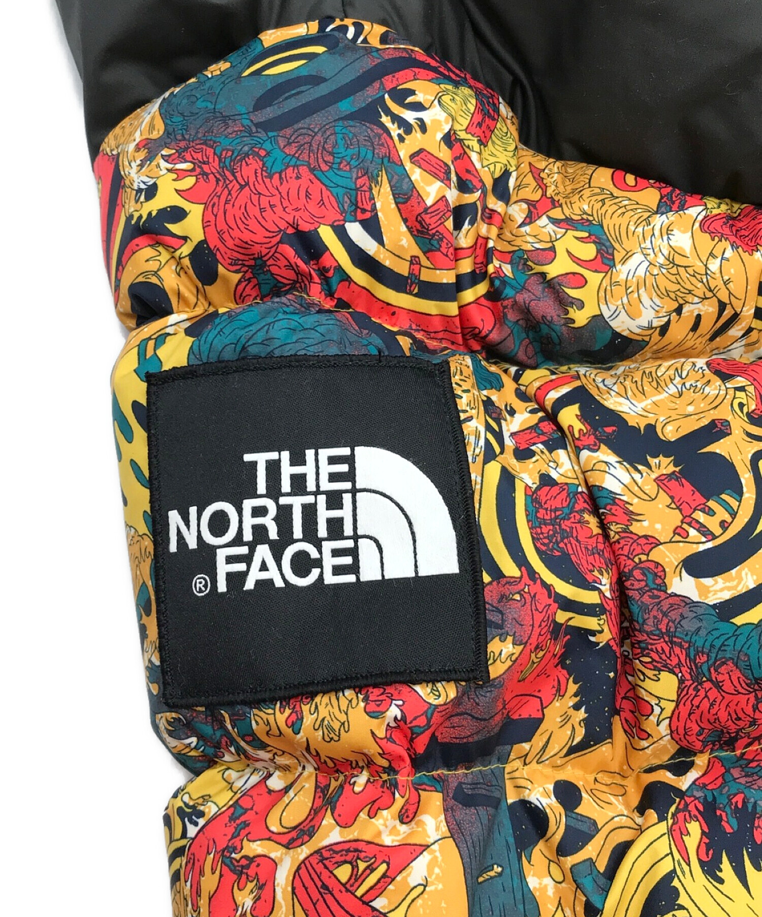 THE NORTH FACE (ザ ノース フェイス) 総柄1992ヌプシダウンジャケット ブラック×マルチカラー サイズ:M