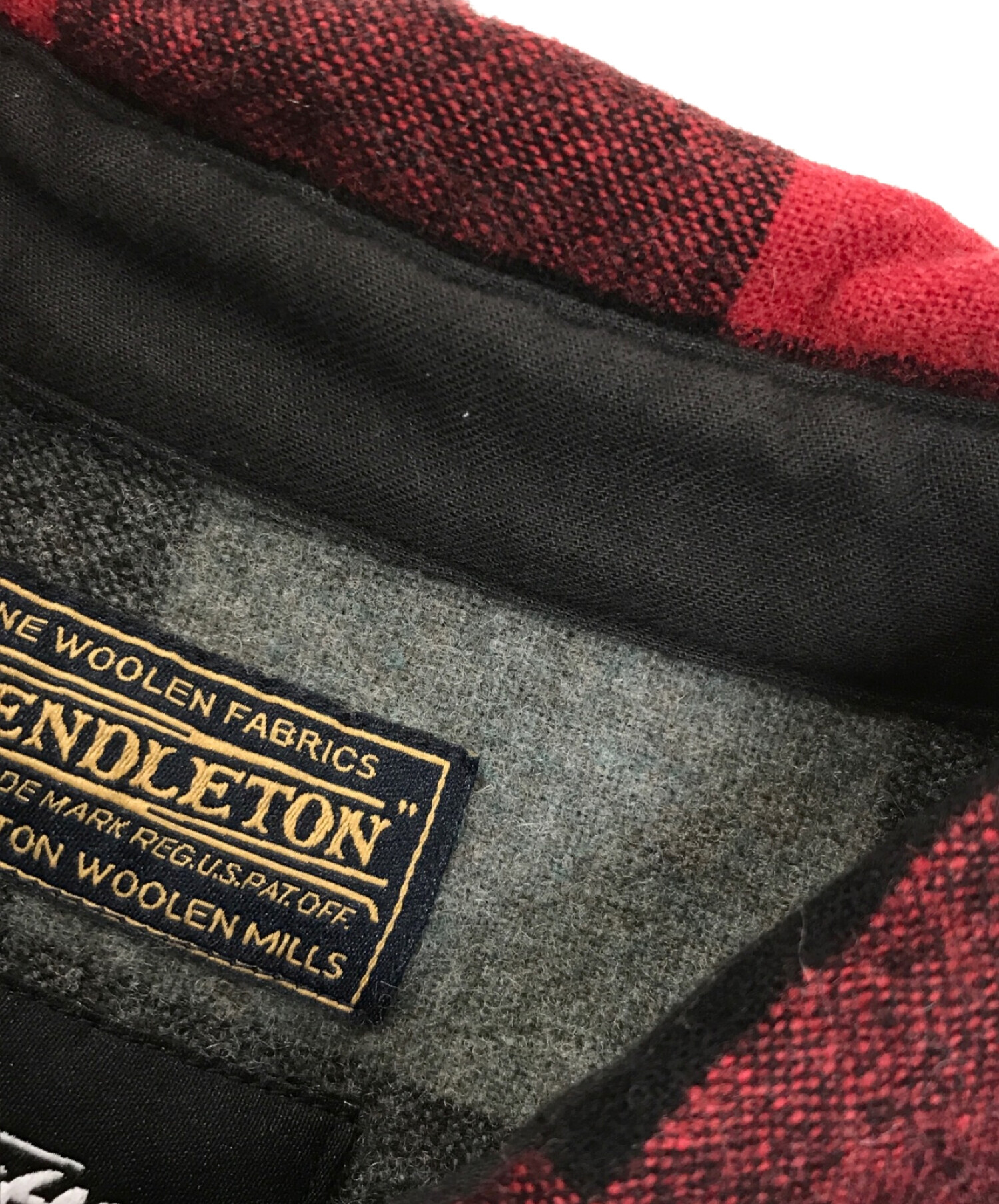 PENDLETON×stussy (ペンドルトン×ステューシー) コラボバッファローチェックネルシャツ レッド×ブラック サイズ:M