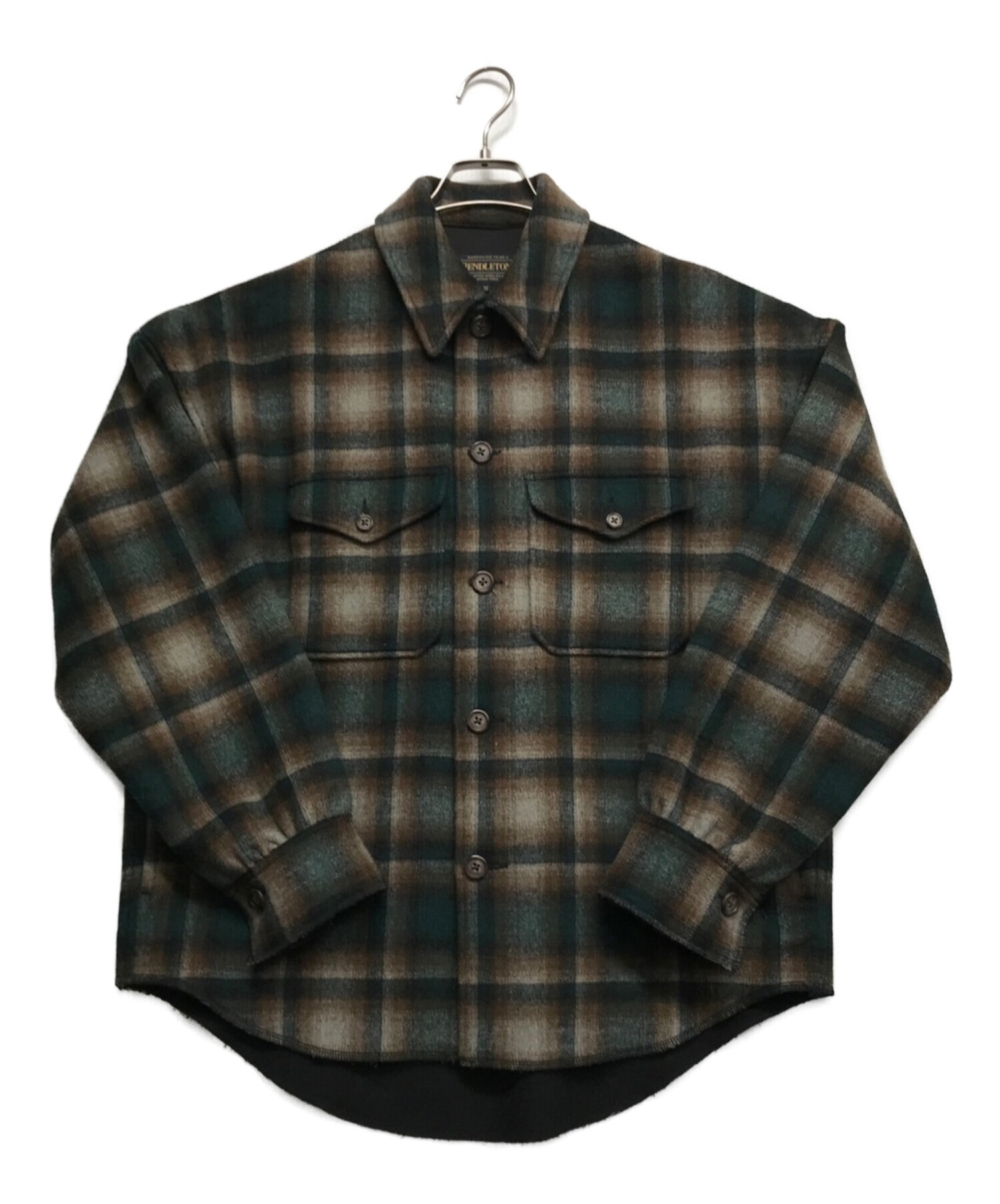 PENDLETON (ペンドルトン) オンブレチェックCPOシャツジャケット ブラウン×グリーン サイズ:M