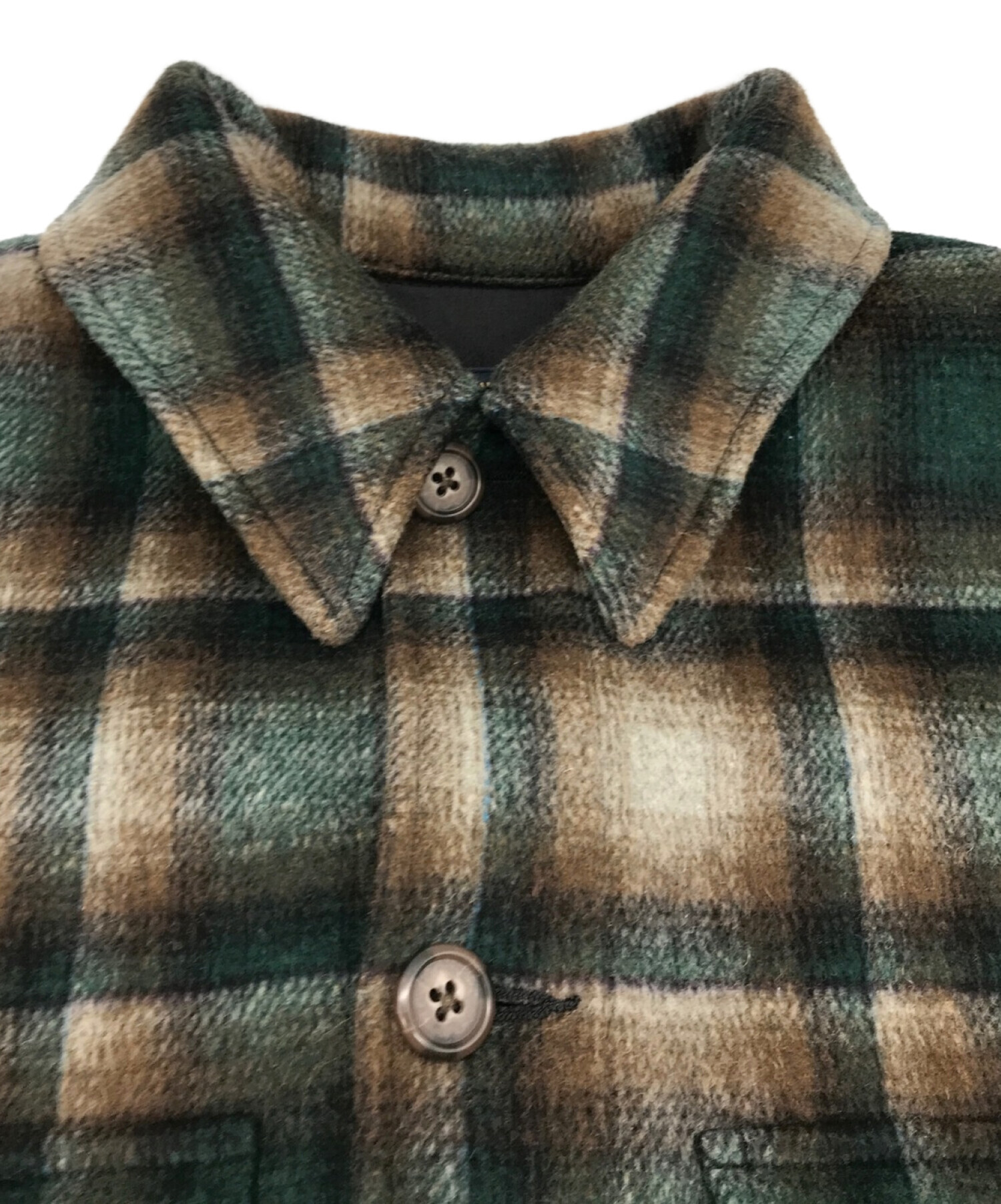 PENDLETON (ペンドルトン) オンブレチェックCPOシャツジャケット ブラウン×グリーン サイズ:M