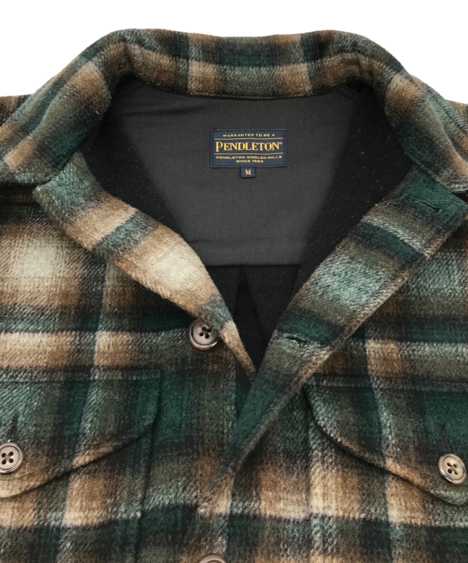 PENDLETON (ペンドルトン) オンブレチェックCPOシャツジャケット ブラウン×グリーン サイズ:M