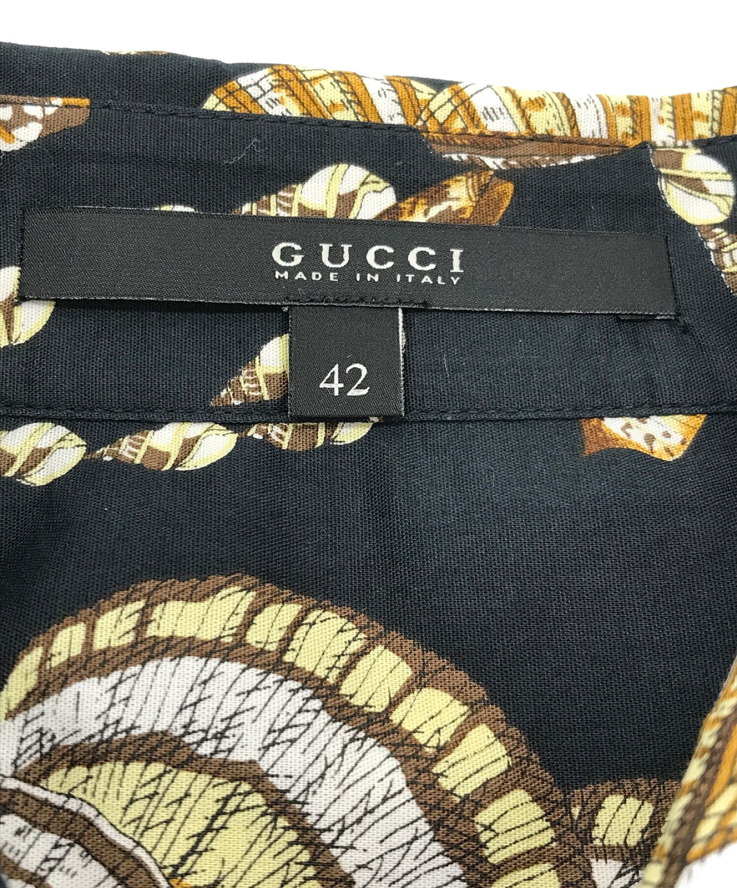 中古・古着通販】GUCCI (グッチ) 総柄レギュラーカラーシャツ ブラック×イエロー サイズ:42｜ブランド・古着通販 トレファク公式【TREFAC  FASHION】スマホサイト