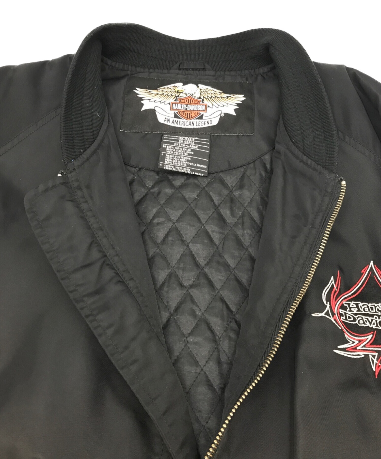 HARLEY-DAVIDSON (ハーレーダビッドソン) スペード刺繍MA-1ジャケット ブラック サイズ:EXTRA-LARGE