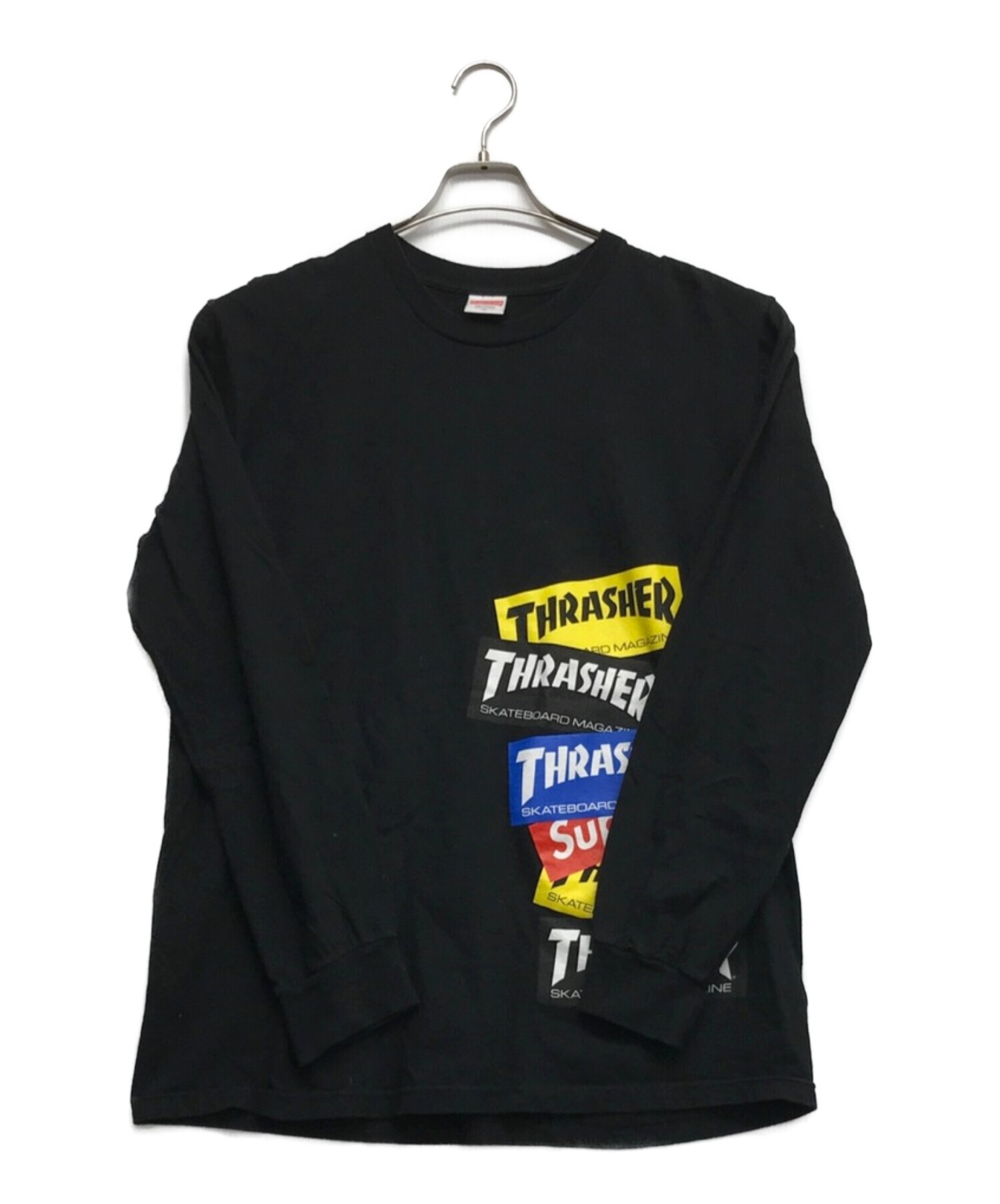 Supreme×THRASHER (シュプリーム×スラッシャー) スラッシャーマルチロゴロングスリーブTシャツ ブラック サイズ:M