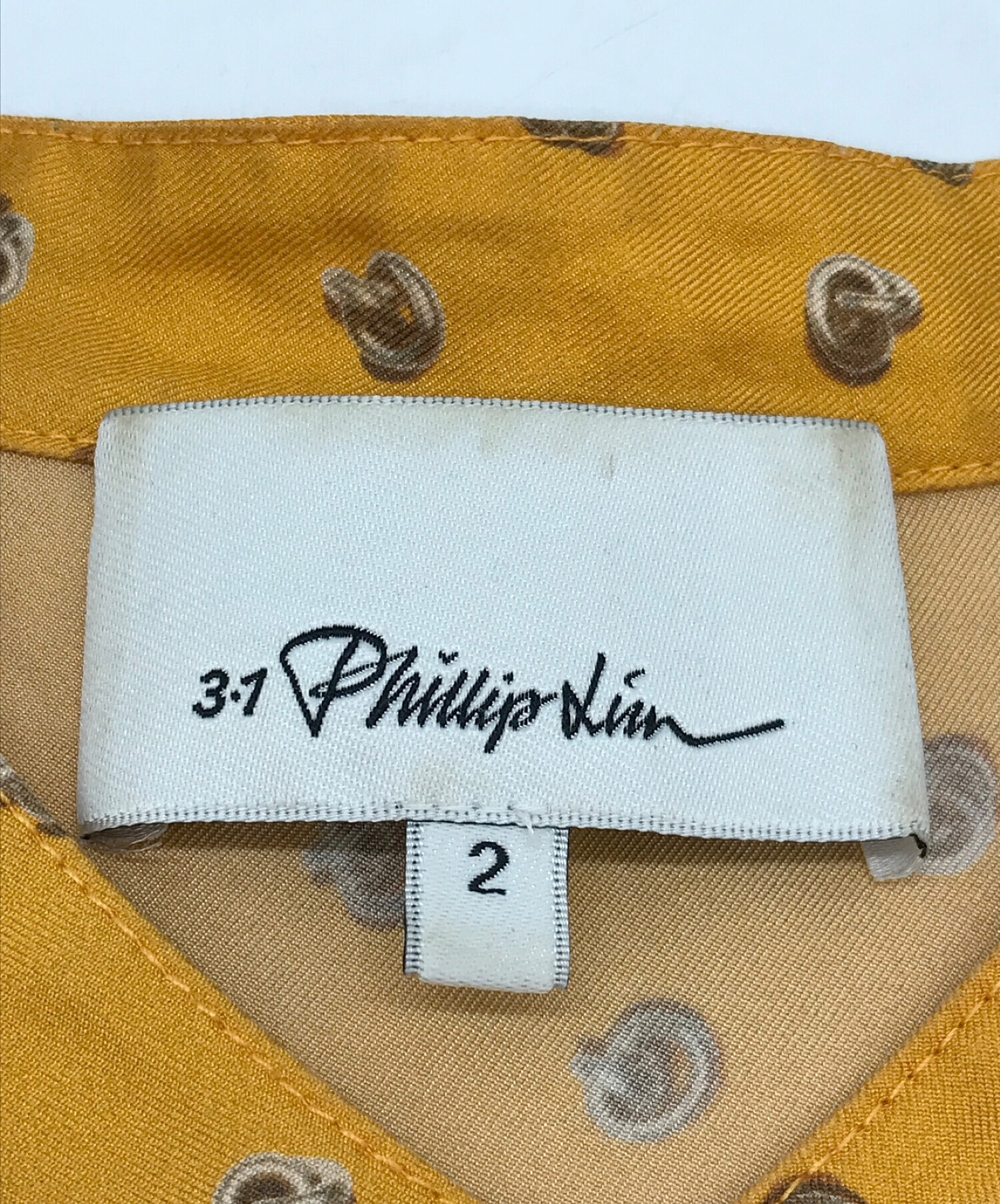 3.1 phillip lim (スリーワンフィリップリム) シルク総柄ブラウス イエロー サイズ:2