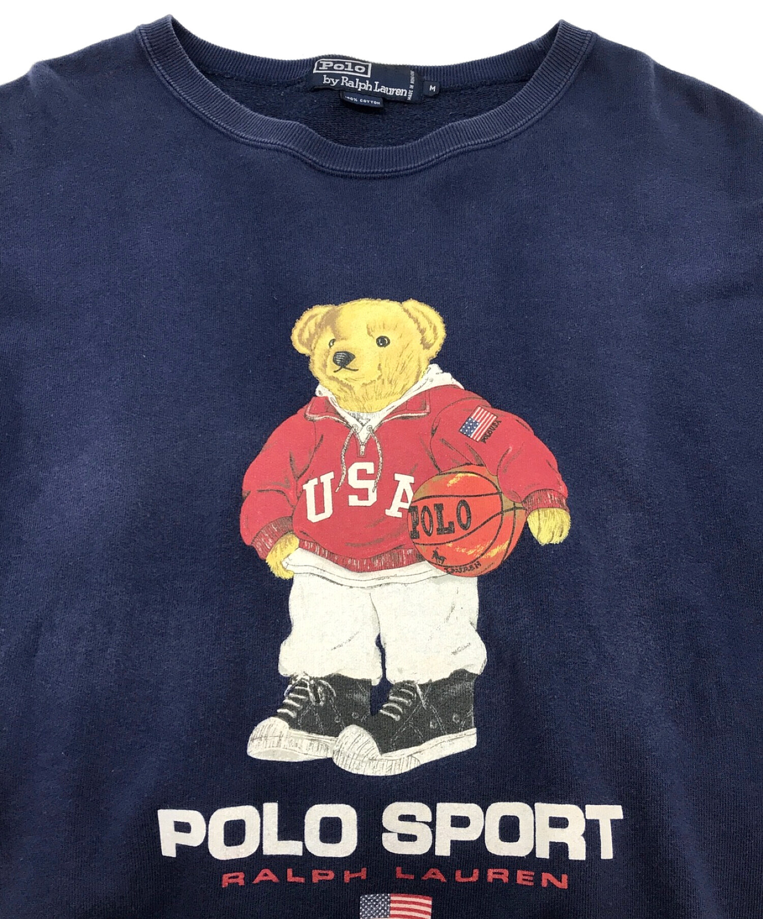 POLO RALPH LAUREN (ポロ・ラルフローレン) 90sポロベアープリントスウェット ネイビー サイズ:M