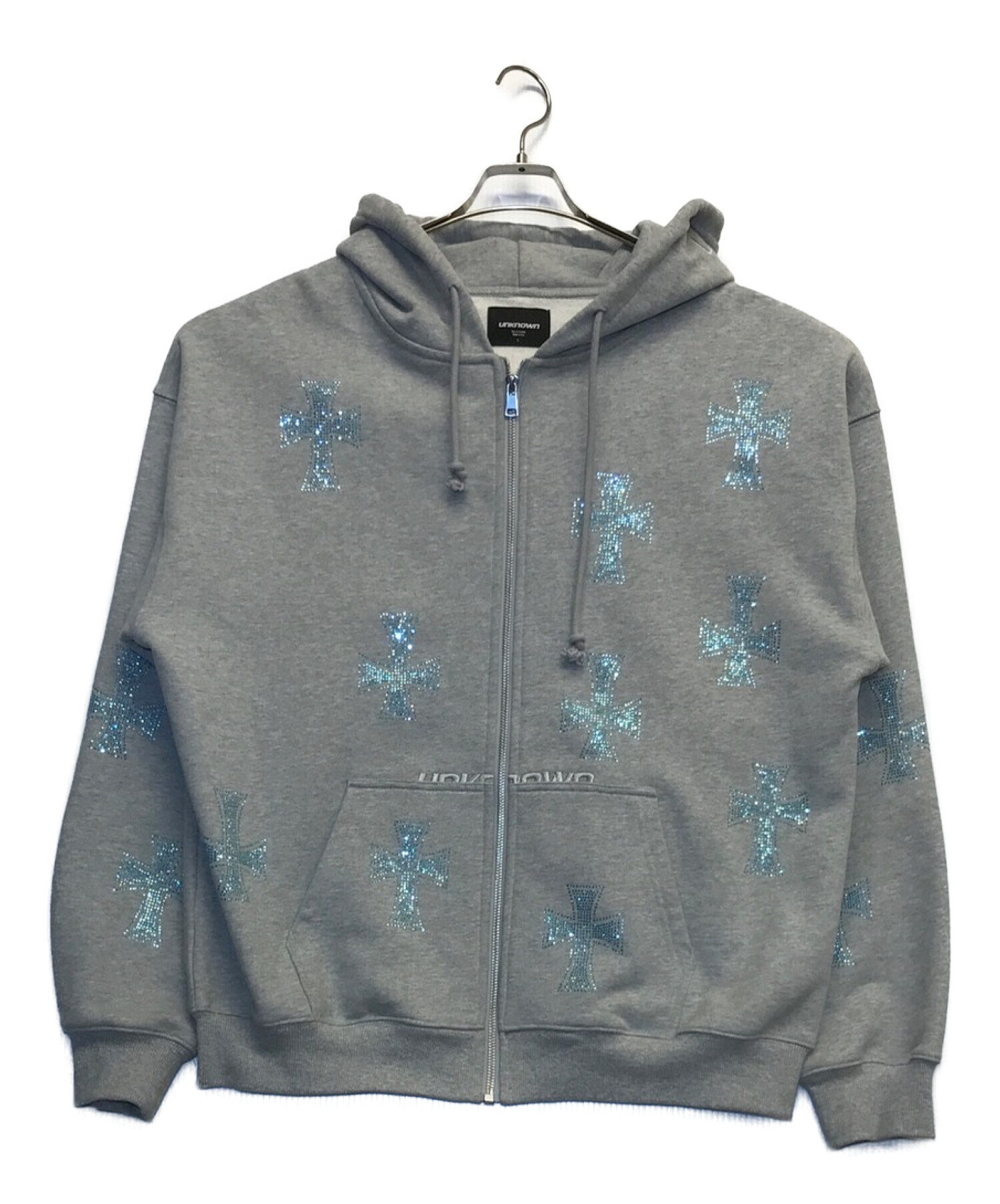 中古・古着通販】Unknown (アンノウン) CROSS RHINESTONE ZIP UP