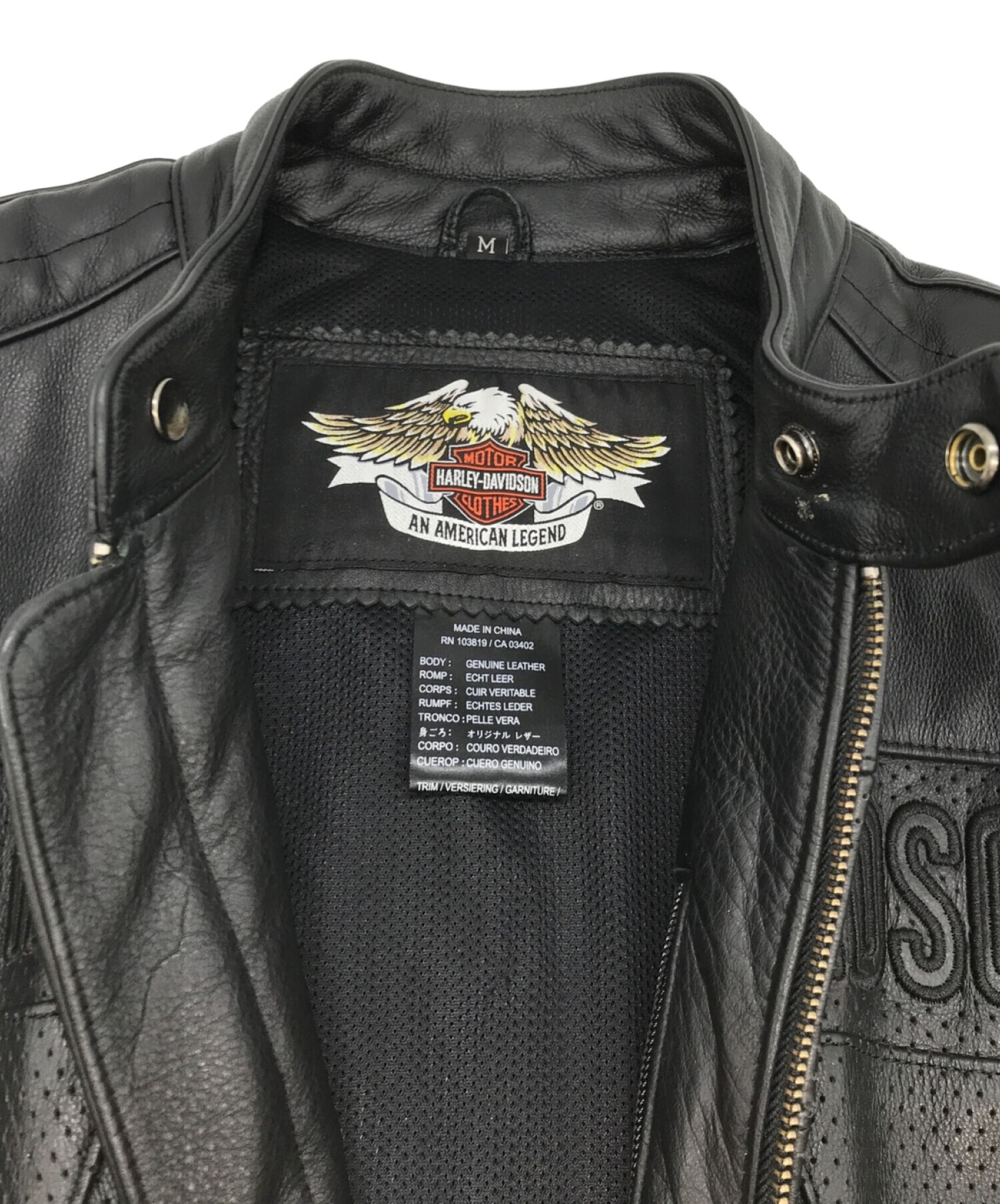 HARLEY-DAVIDSON (ハーレーダビッドソン) 切替レザーライダースジャケット ブラック サイズ:M