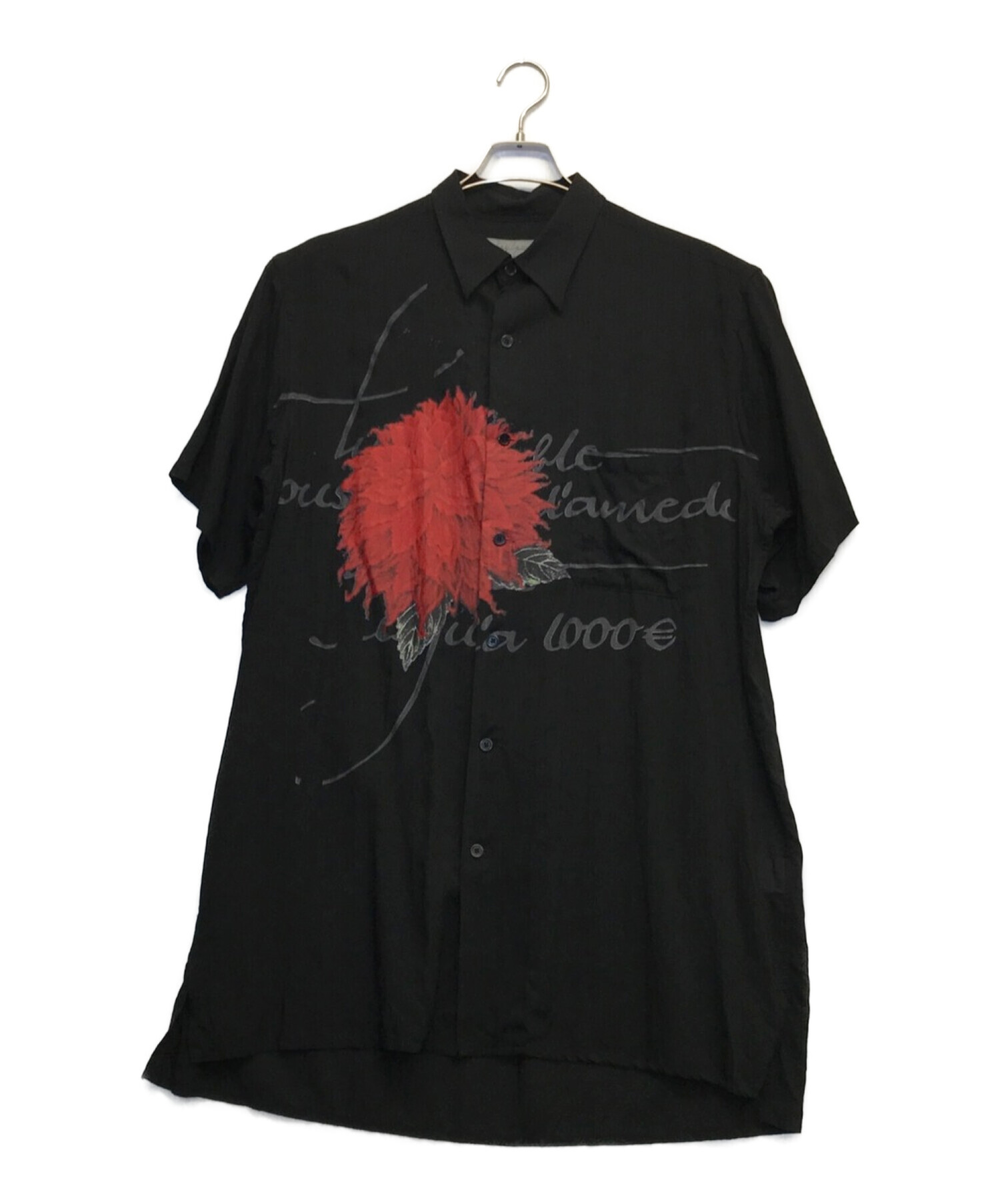 Yohji Yamamoto pour homme (ヨウジヤマモト プールオム) ダリアプリントブロード半袖 シャツ ブラック サイズ:3