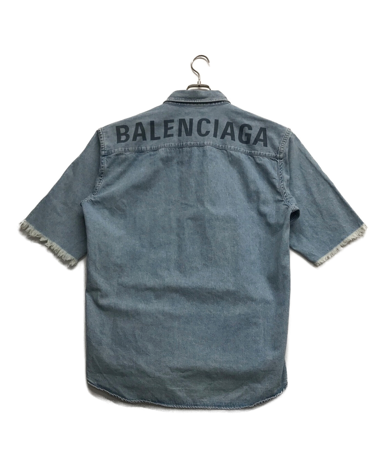 BALENCIAGA (バレンシアガ) 半袖 ボタンダウン デニムシャツ インディゴ サイズ:40