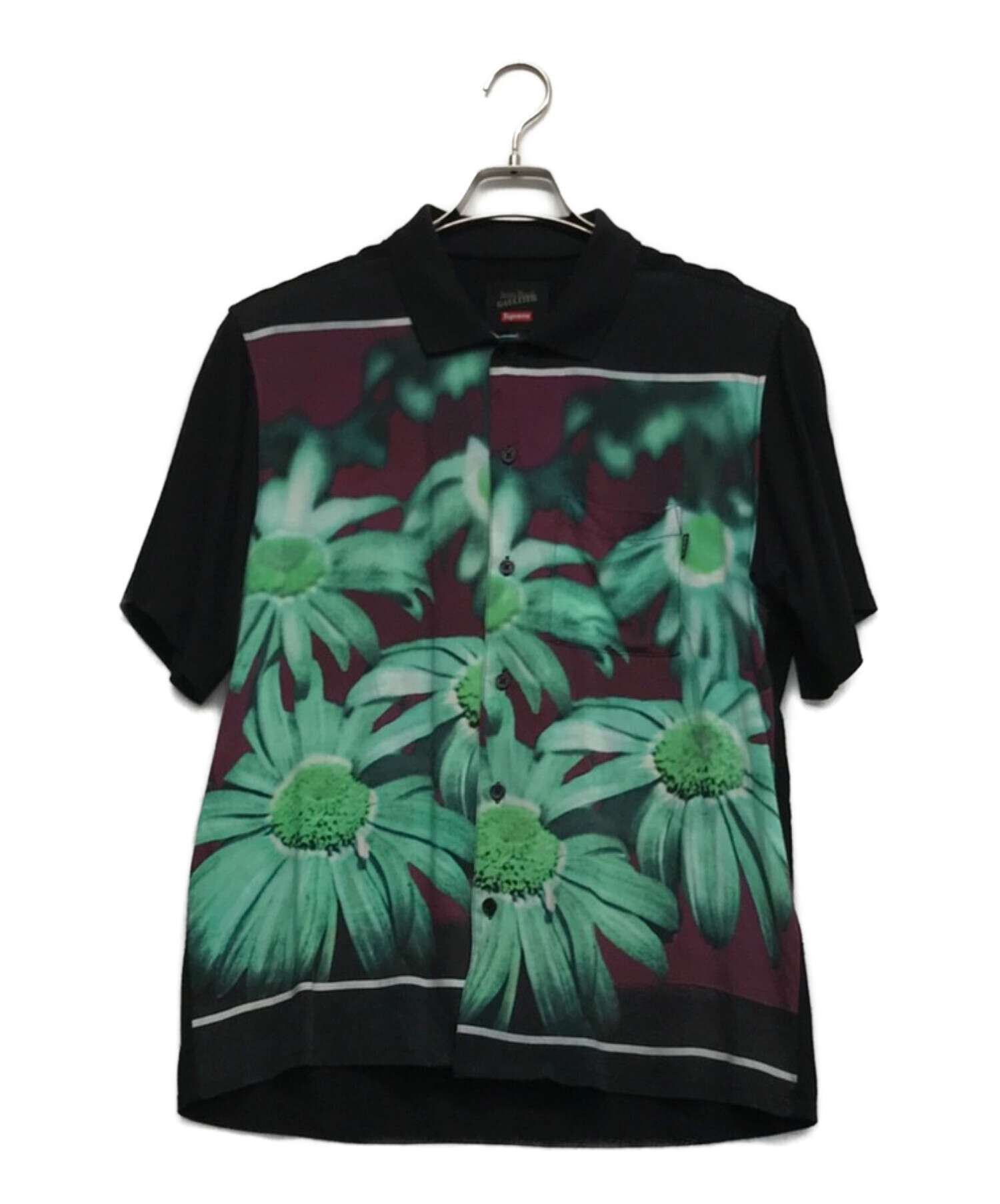 Supreme×Jean Paul Gaultier 2019SS Flower Power Rayon Shirt シュプリーム×ジャンポールゴルチエ フラワーパワーレーヨンシャツ 半袖オープンカラー花柄シャツ ブラック サイズL【200618】【-A】【me04】