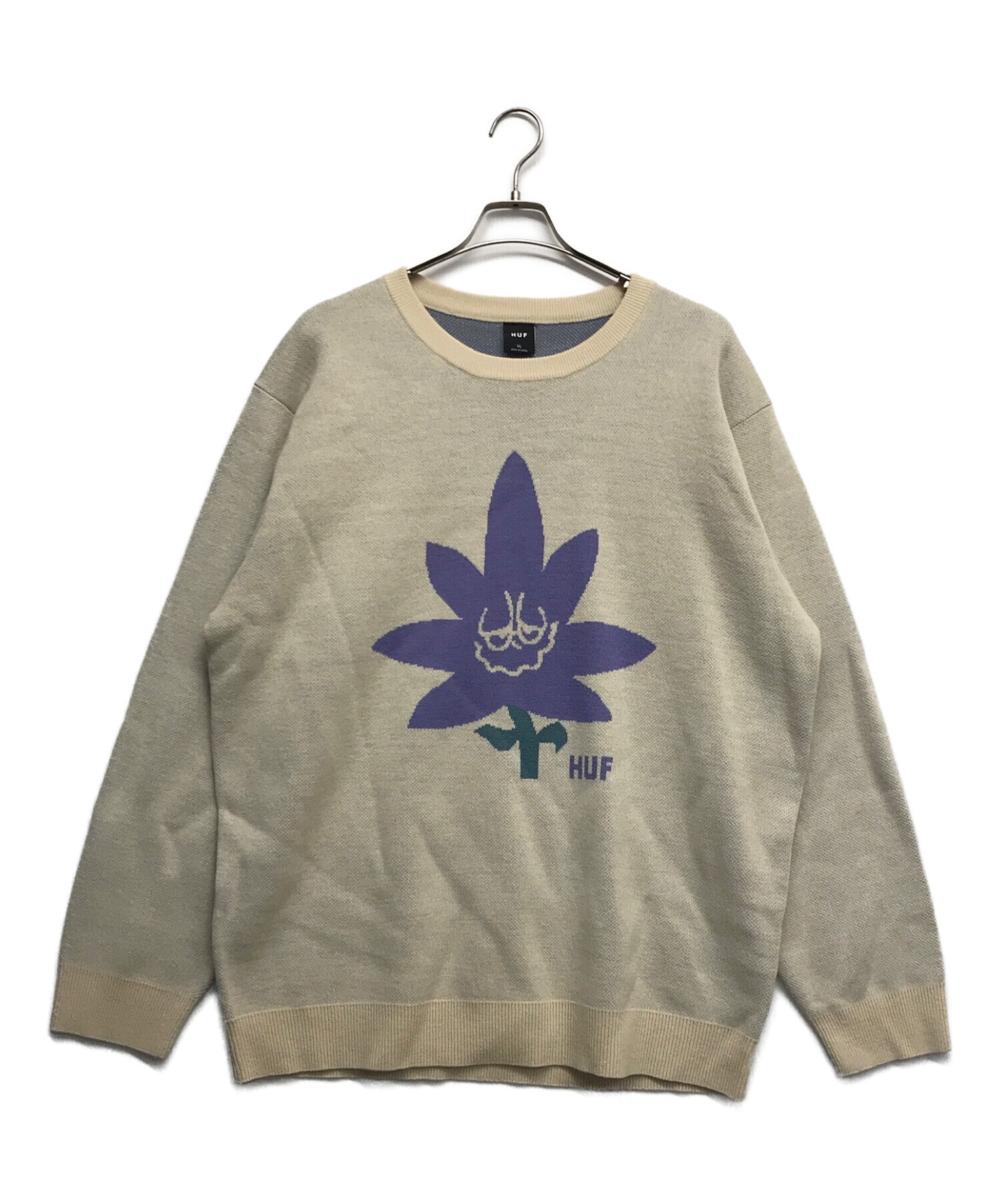 中古・古着通販】HUF (ハフ) PURPLE BUDDY SWEATER ベージュ サイズ:XL