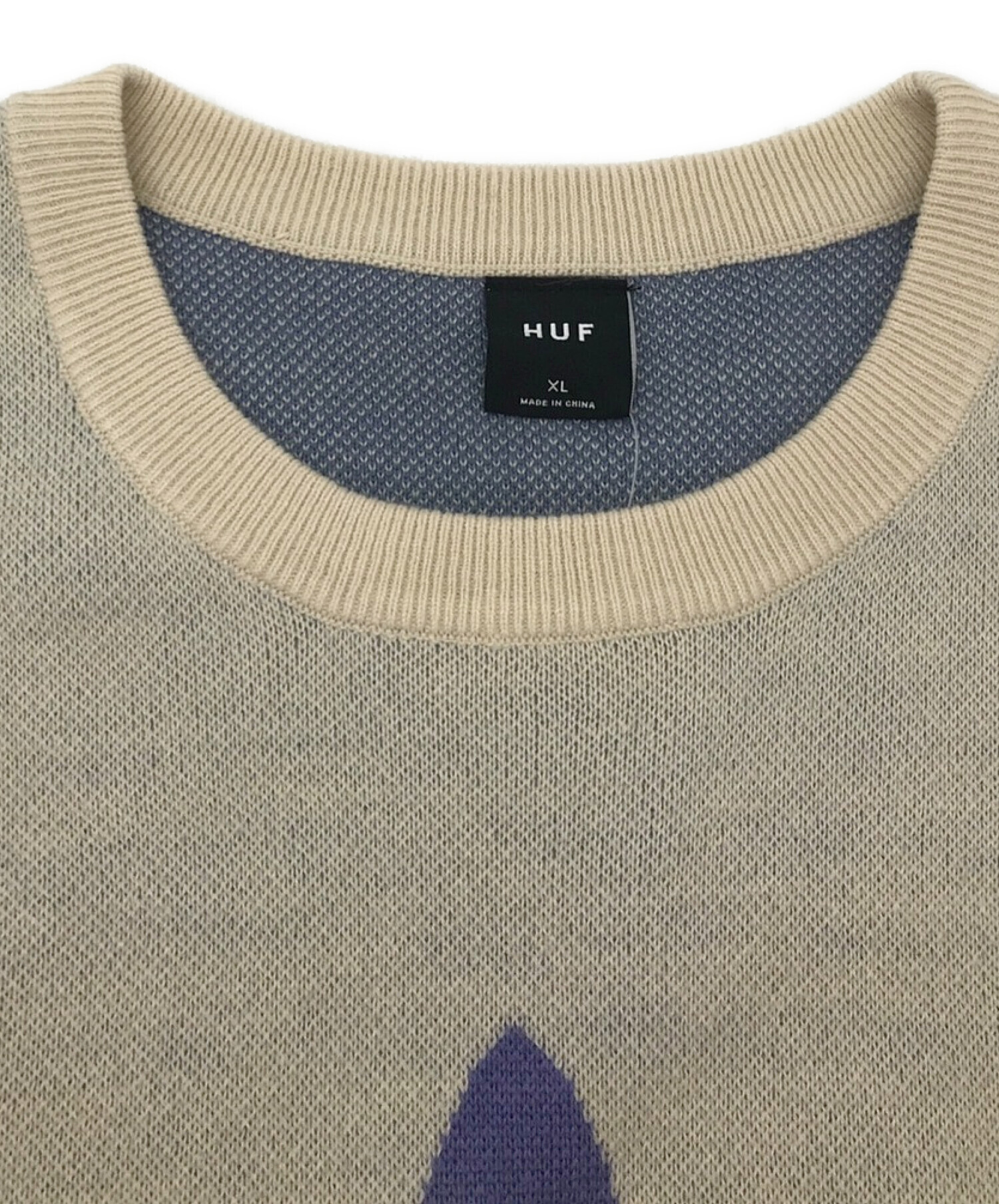 HUF (ハフ) PURPLE BUDDY SWEATER ベージュ サイズ:XL