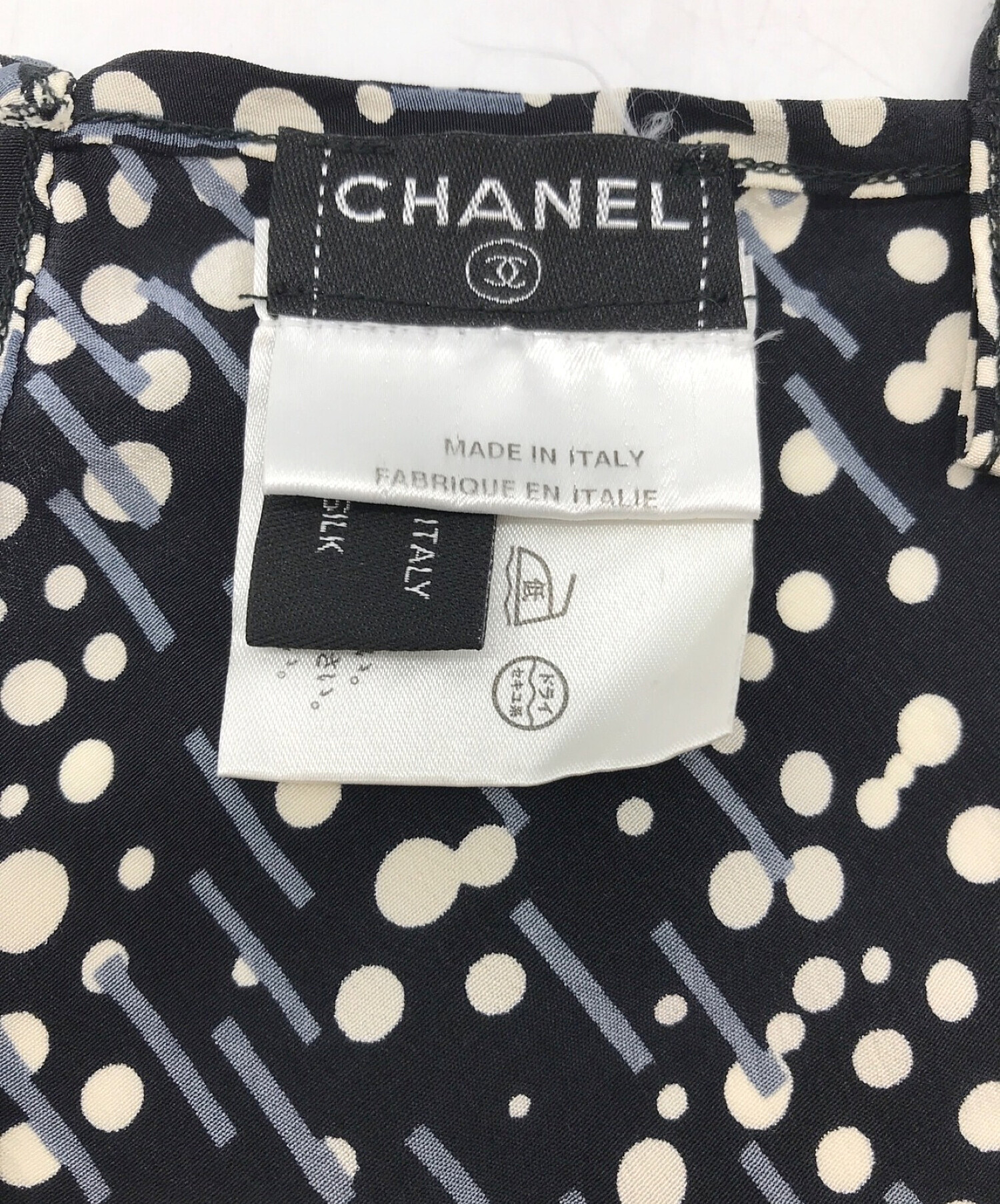 CHANEL (シャネル) ココマーク総柄シルクキャミソール ネイビー サイズ:40