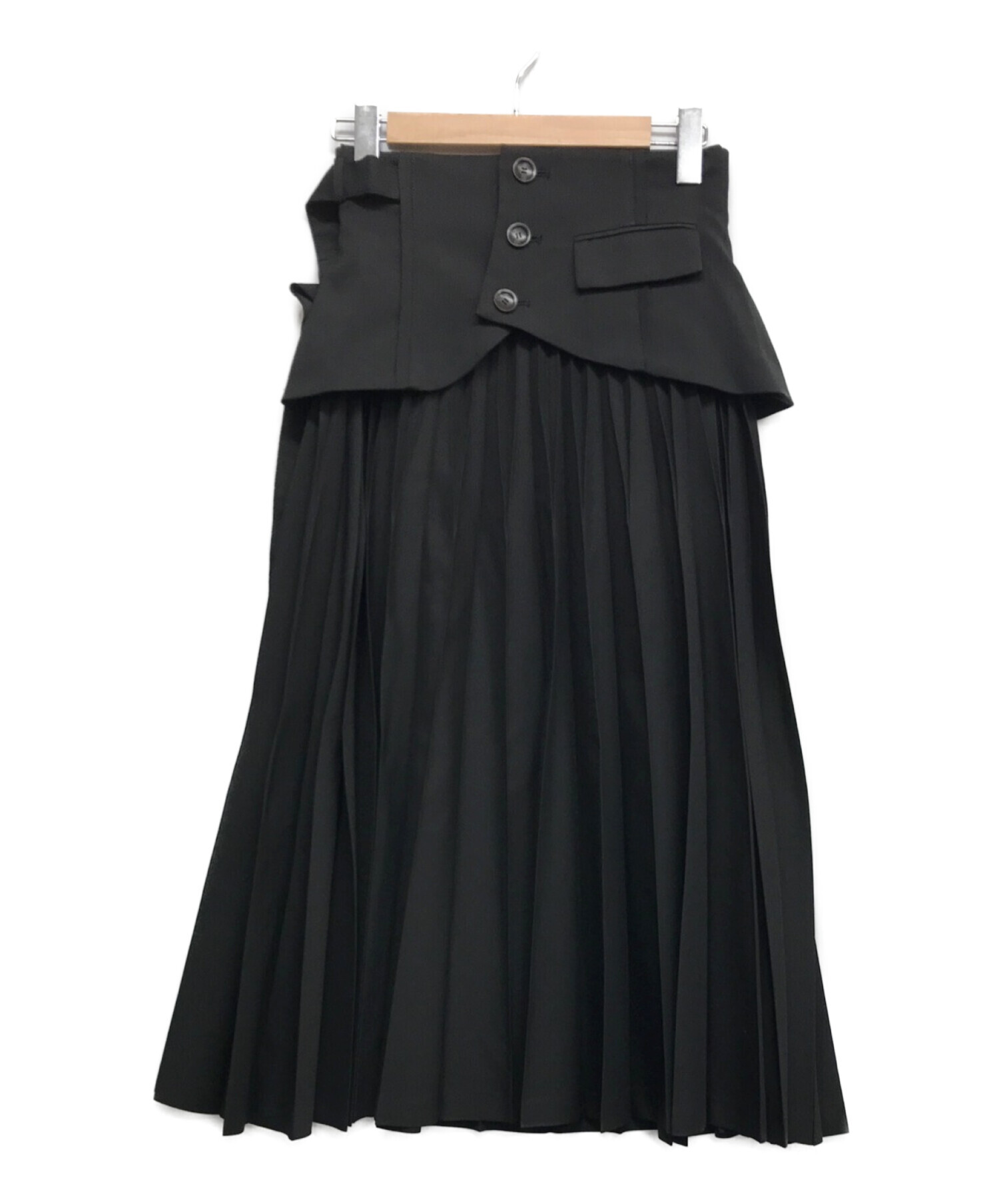 UNITED TOKYO (ユナイテッドトウキョウ) 麻調コルセットプリーツスカート ブラック サイズ:2