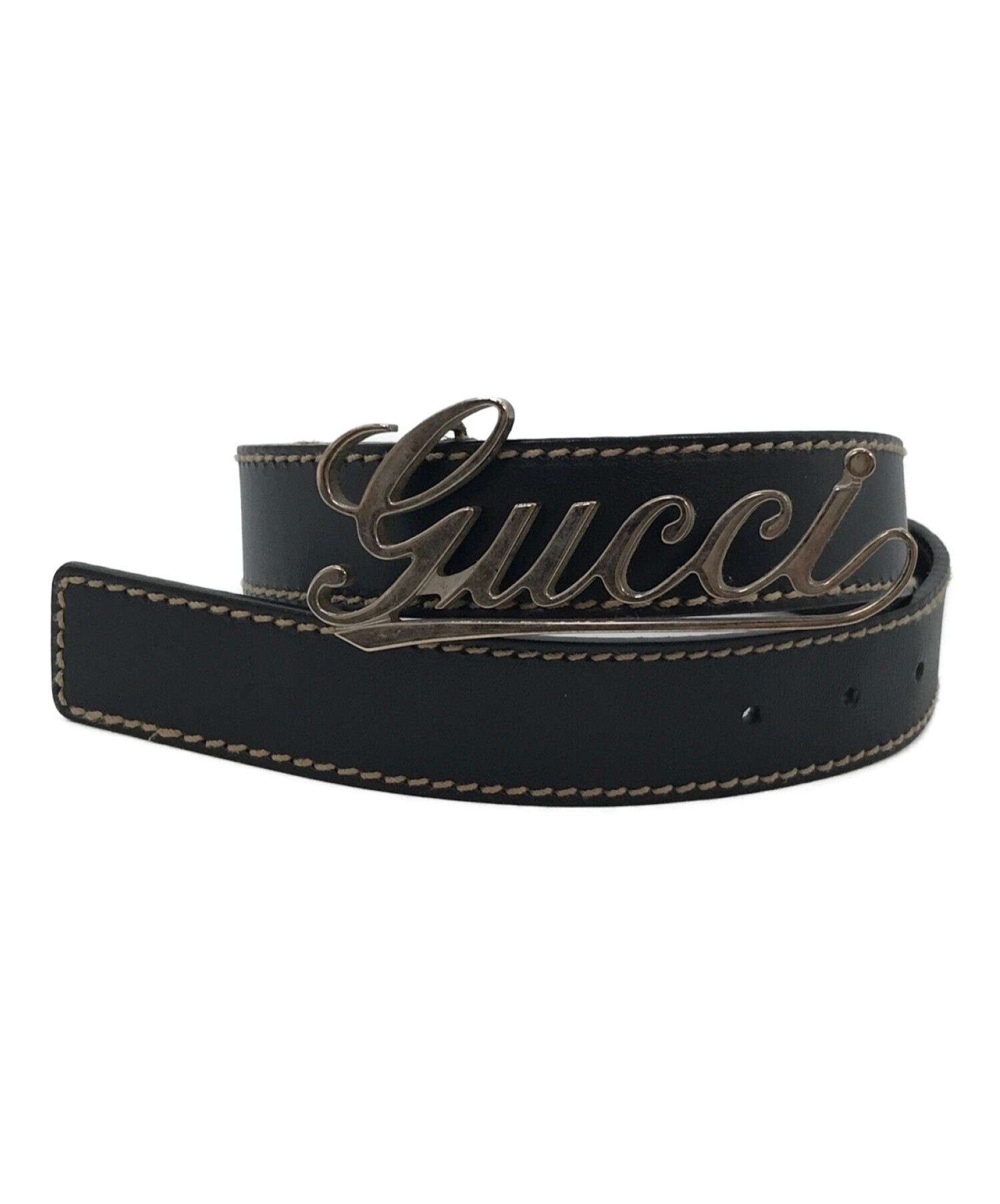 GUCCI (グッチ) ロゴバックルベルト ブラック サイズ:95・38