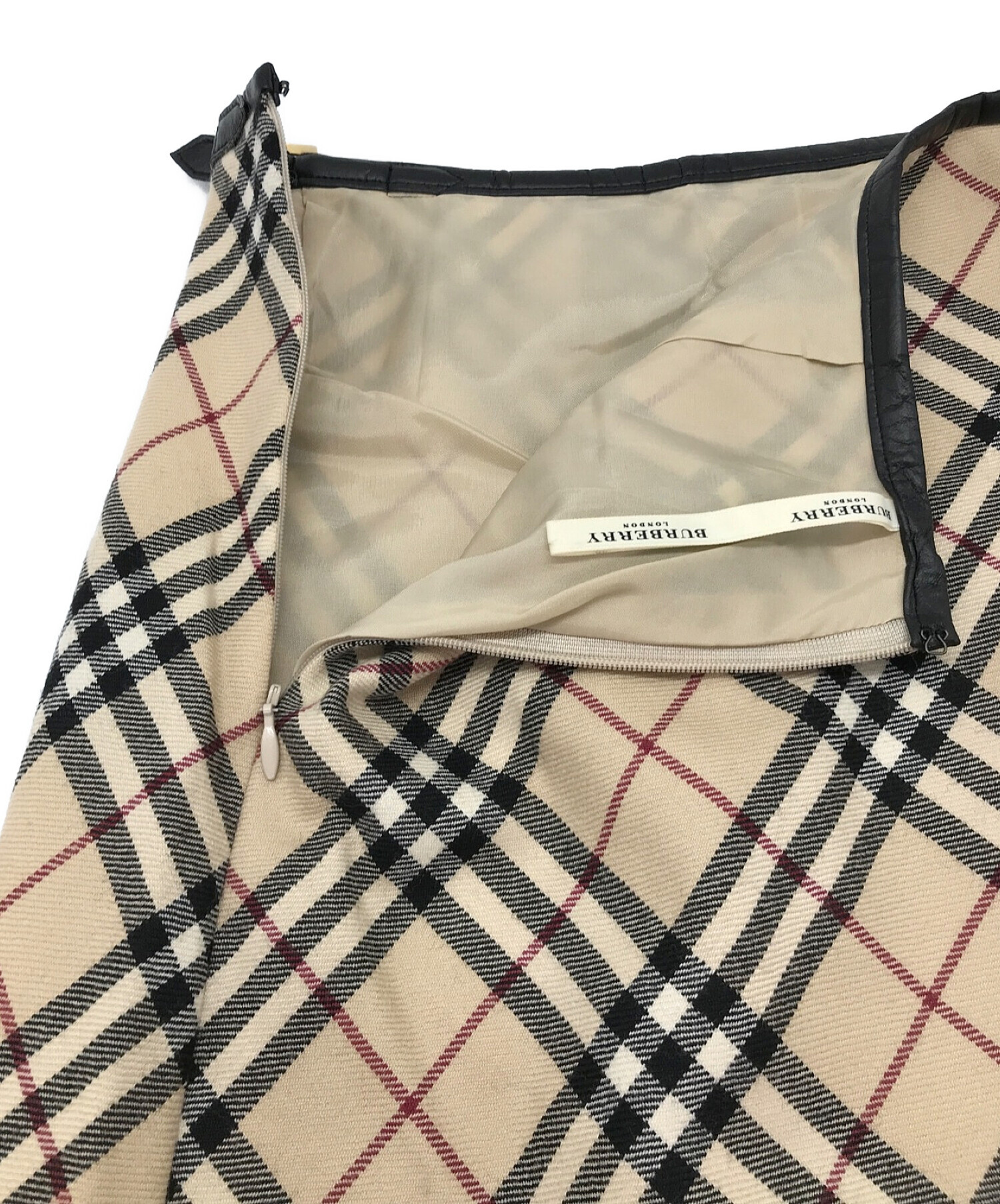 BURBERRY LONDON (バーバリー ロンドン) ノバチェックウールロングスカート ベージュ サイズ:42