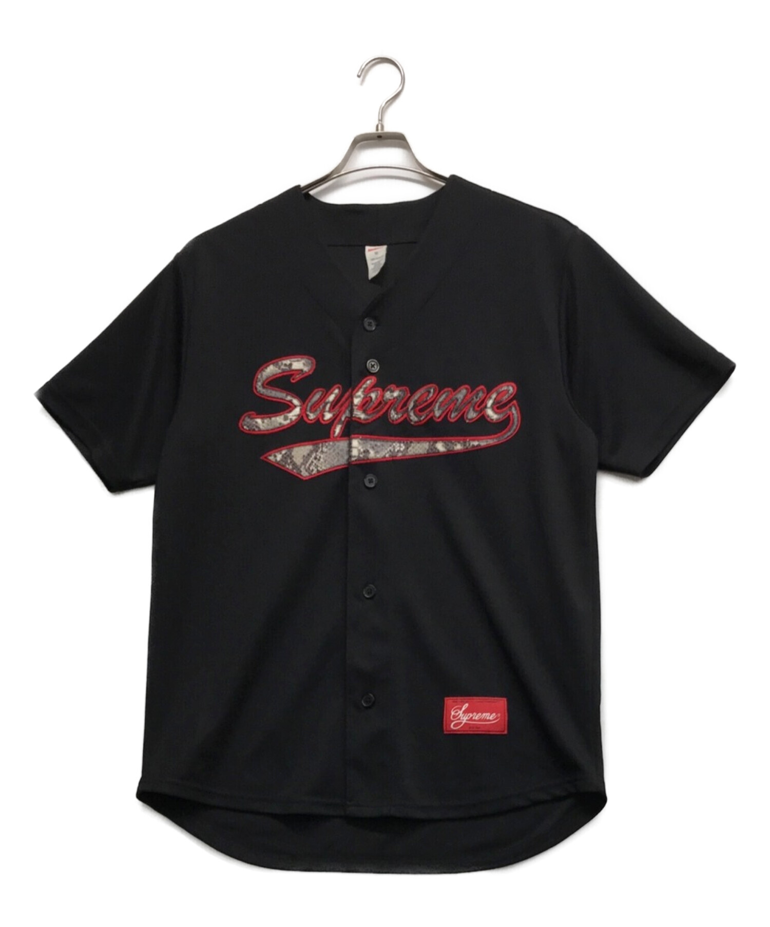 SUPREME (シュプリーム) ベースボールシャツ / Snake Script Logo Baseball ブラック サイズ:M