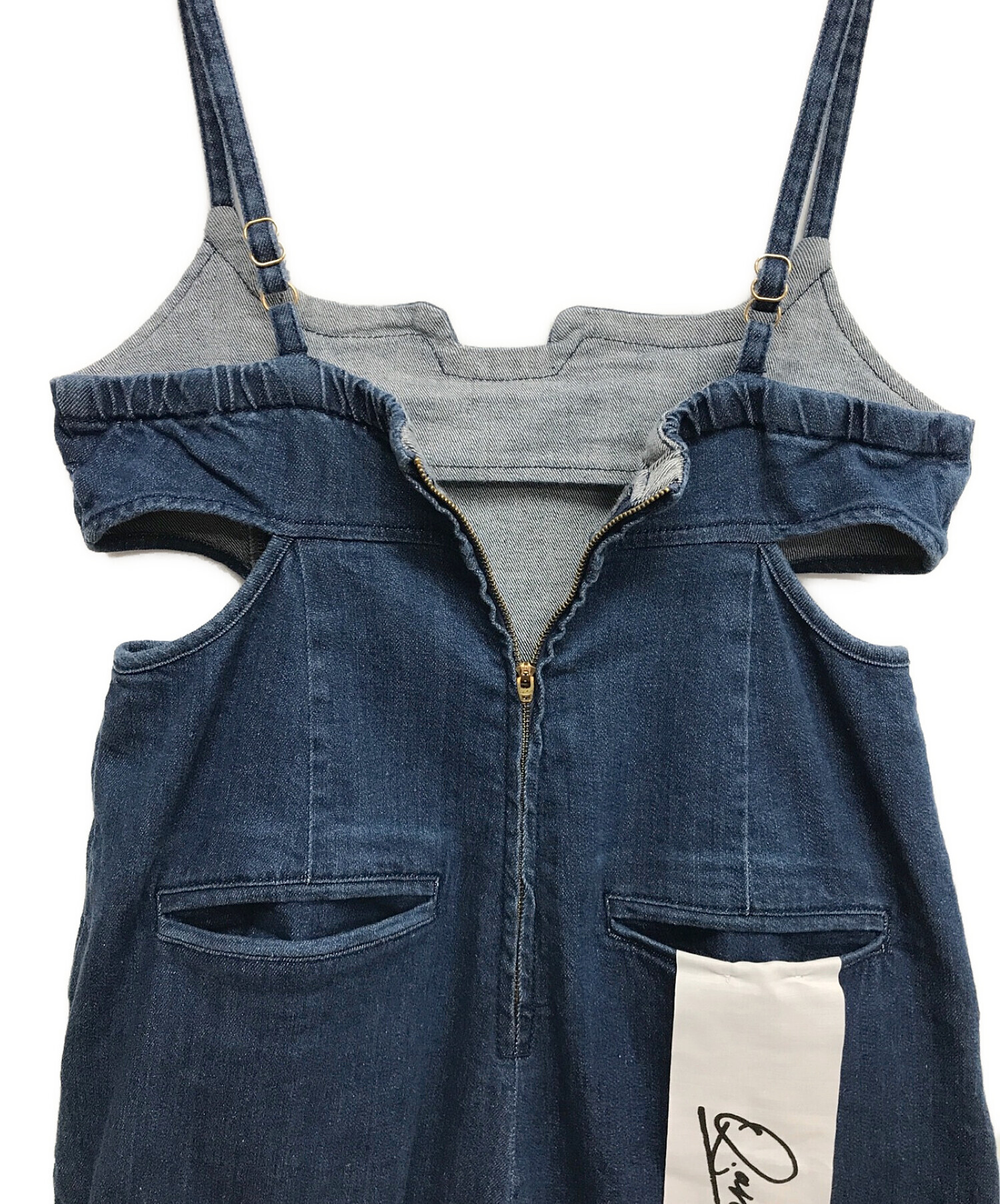 中古・古着通販】Q.anos (キュアノス) Clipping denim rompers ブルー