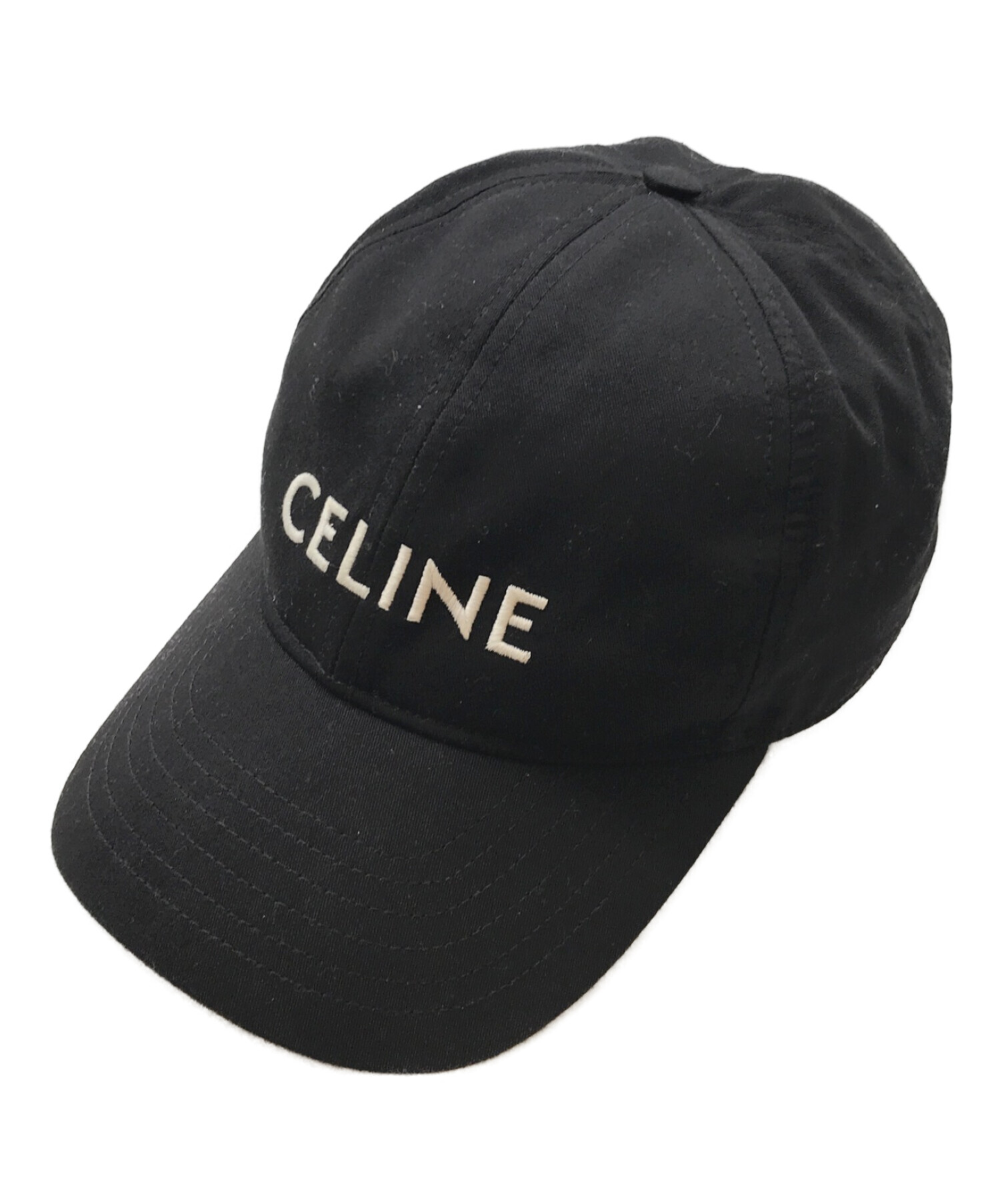 CELINE (セリーヌ) ロゴ刺繍ベースボールキャップ ブラック サイズ:L