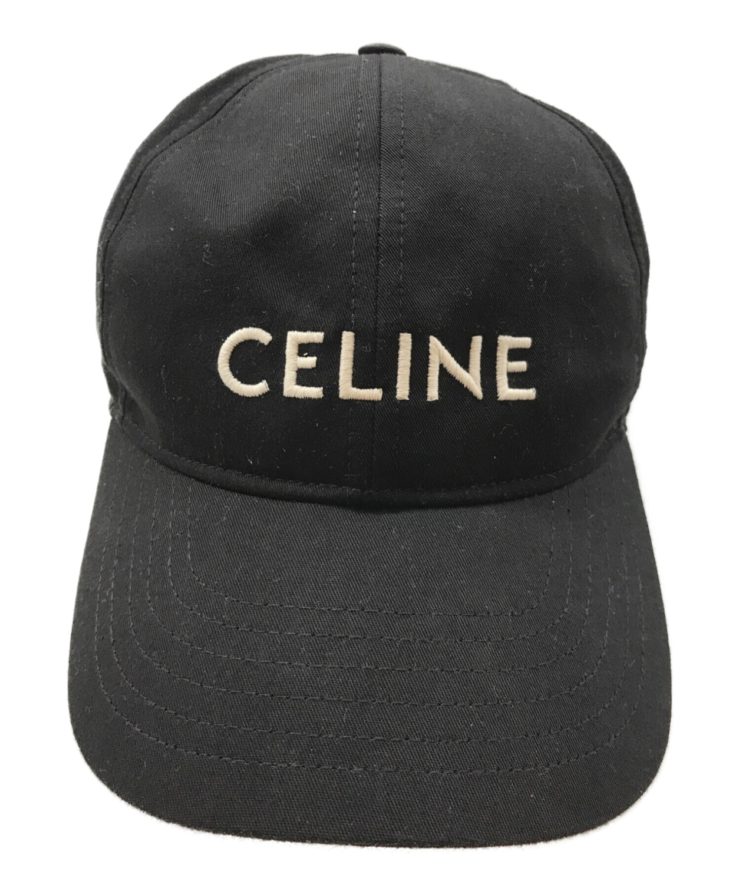 CELINE (セリーヌ) ロゴ刺繍ベースボールキャップ ブラック サイズ:L