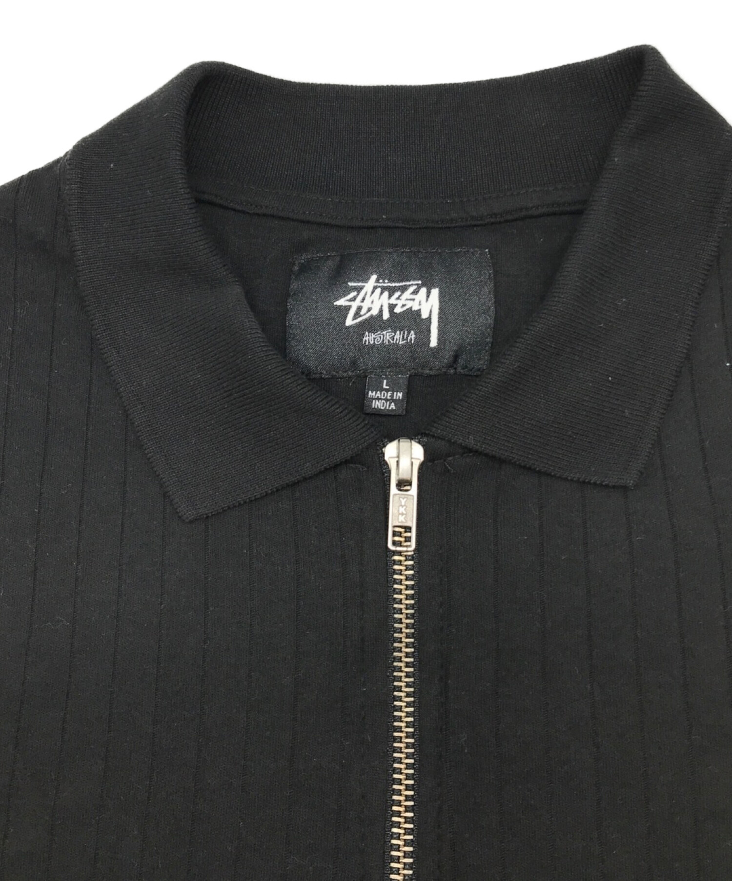 stussy (ステューシー) ハーフジップポロシャツ ブラック サイズ:L