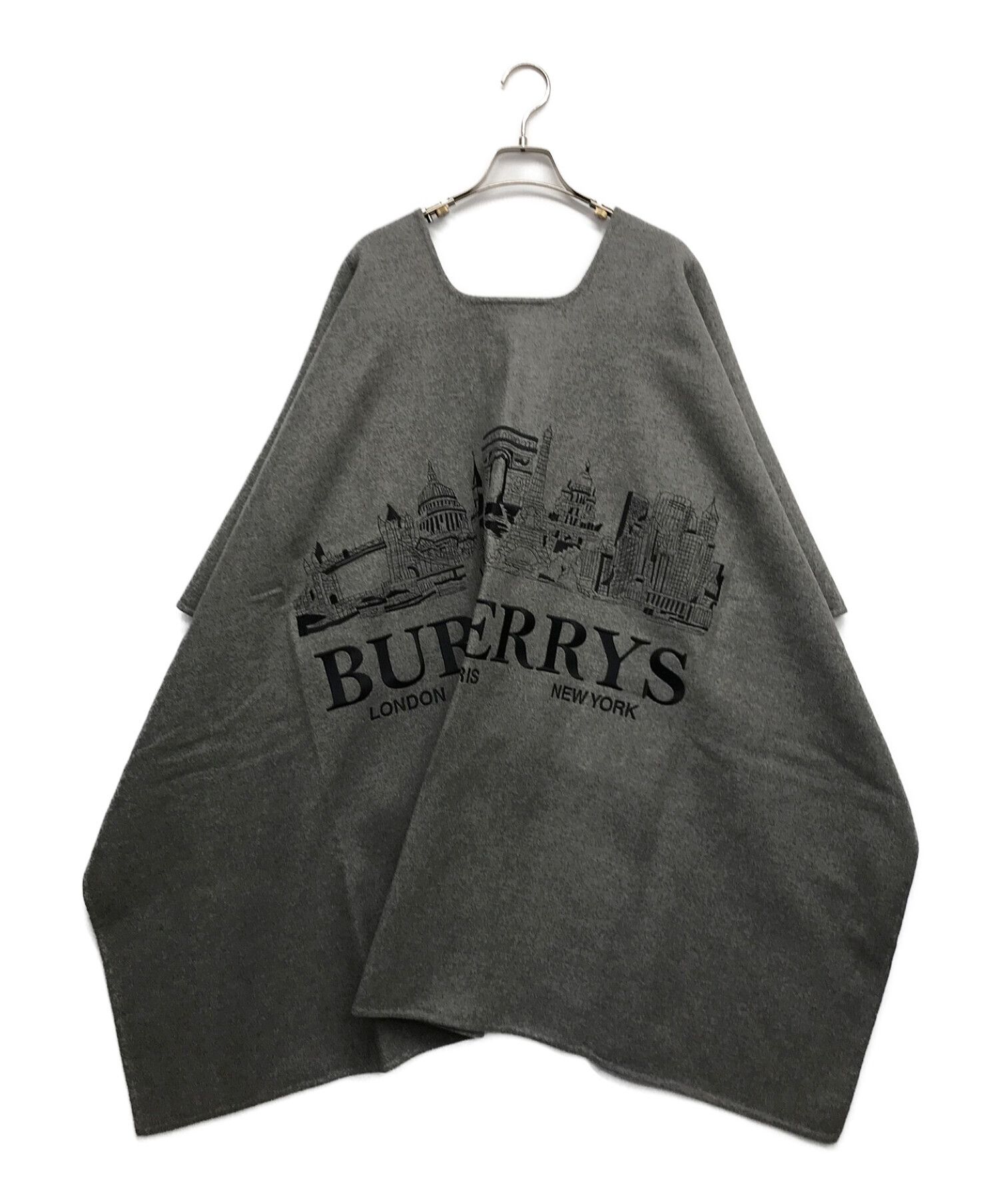 BURBERRY (バーバリー) カシミヤバックロゴポンチョ グレー サイズ:XS/S