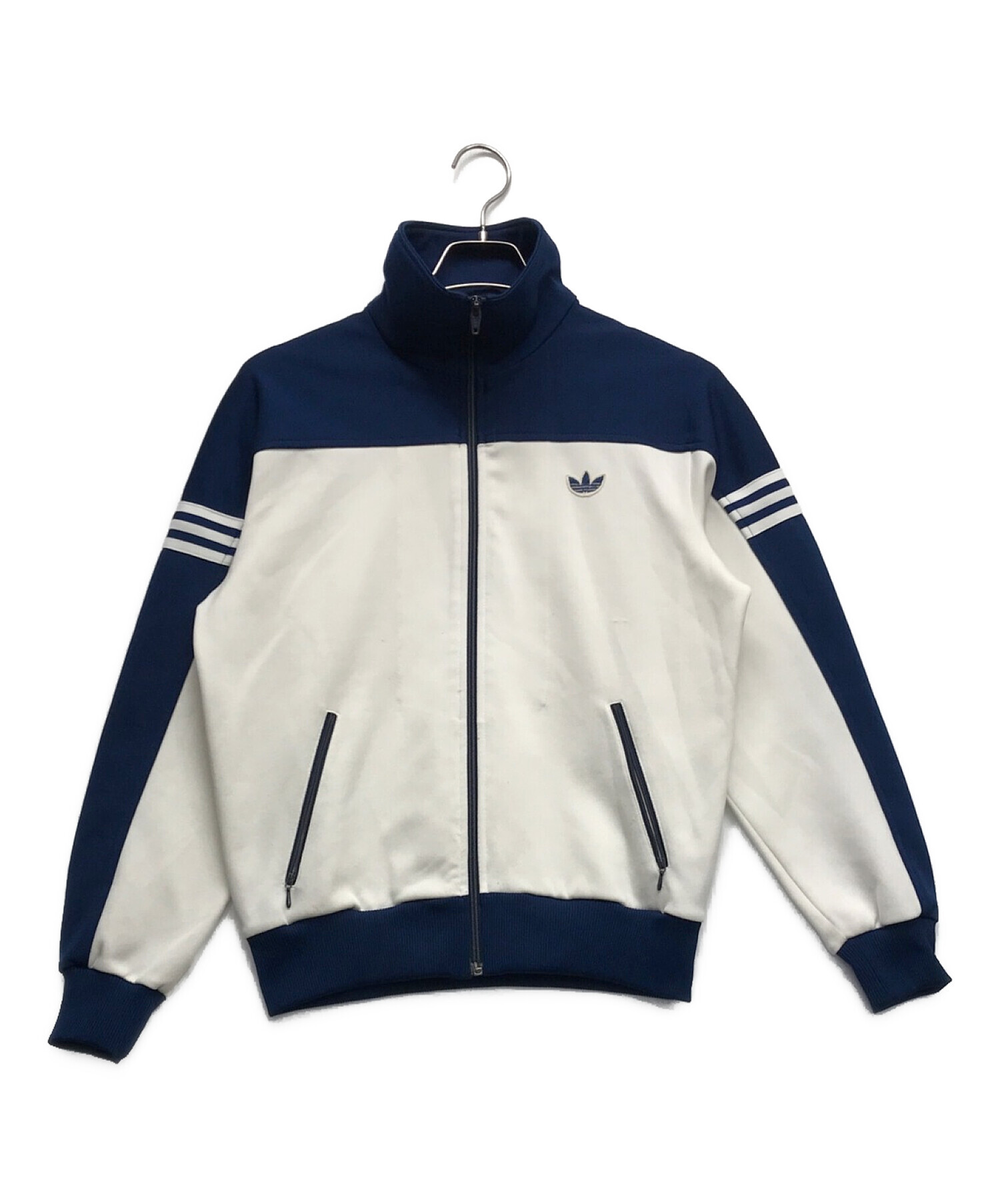 80s adidasネイビーホワイトトラックジャケット-