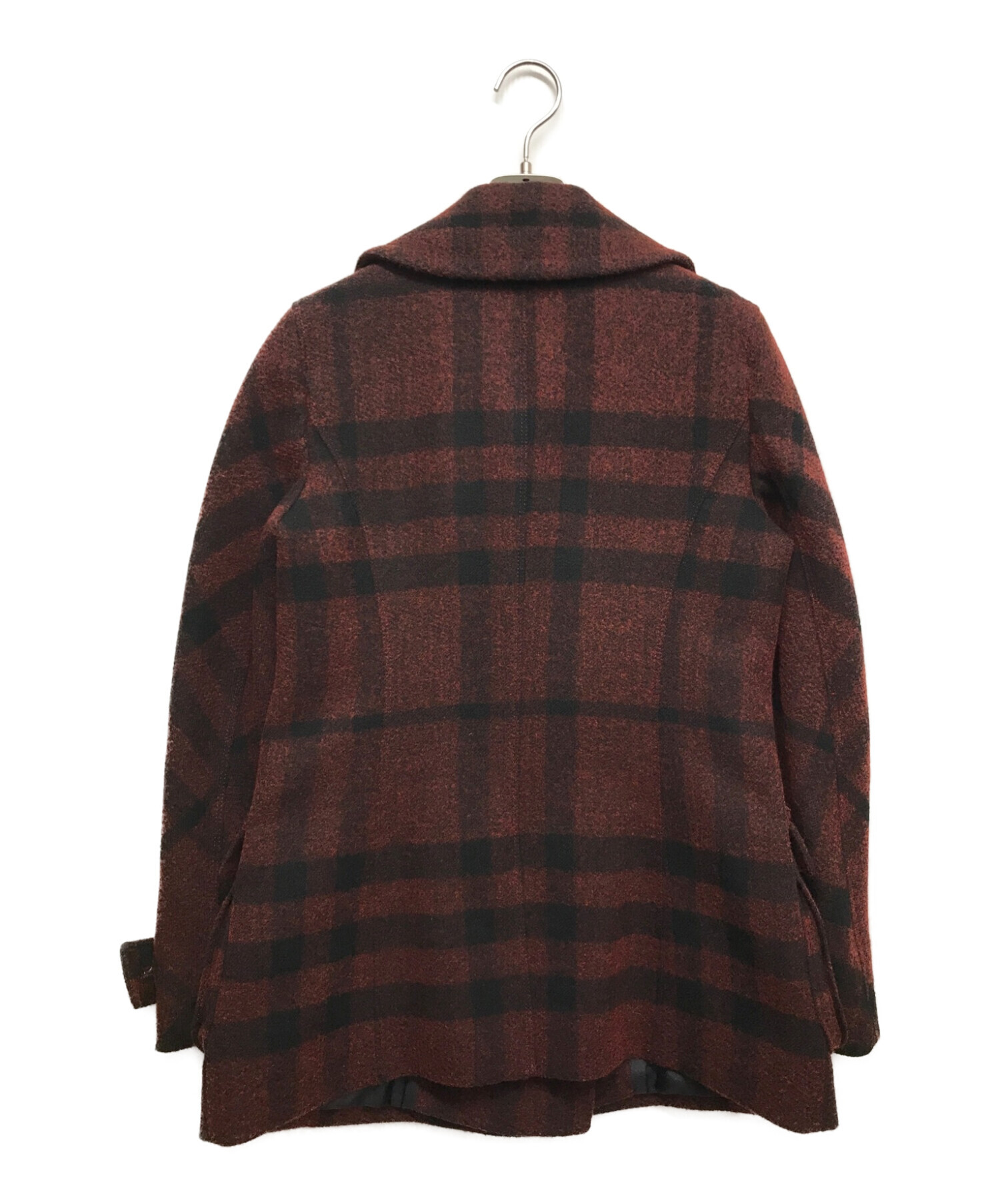 BURBERRY LONDON (バーバリー ロンドン) ウールチェックPコート レッド サイズ:38