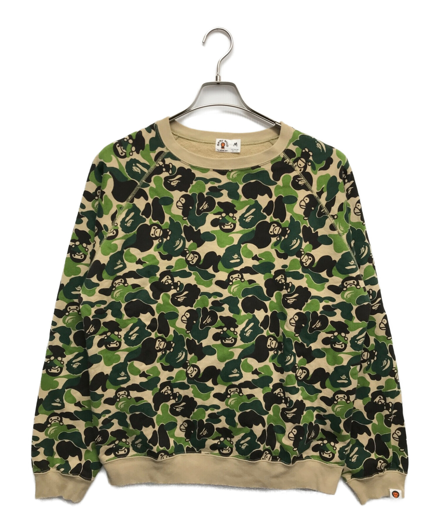 A BATHING APE (アベイシングエイプ) BABY MILOサルカモ柄スウェット グリーン サイズ:M