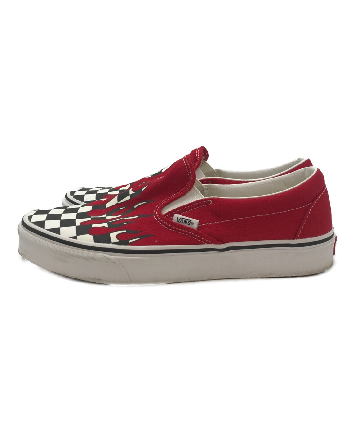 VANS (バンズ) フレイムチェッカースリッポン レッド サイズ:US9.0/UK8.0/EUR42.0