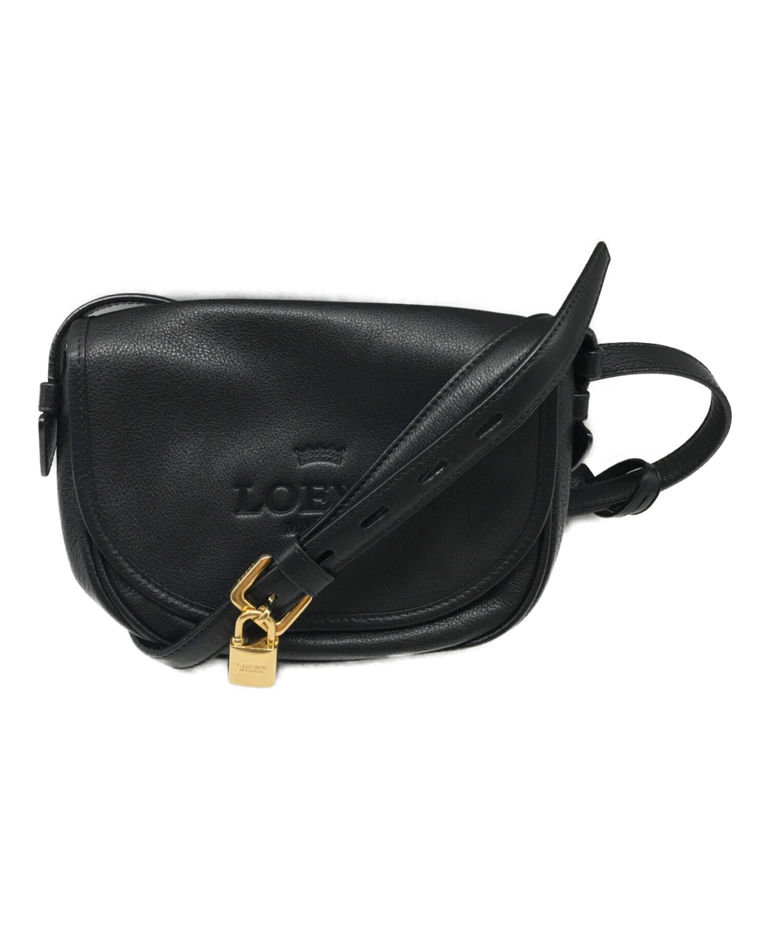 LOEWE ロエベ ヘリテージ ショルダーバッグ レザー BLACK - www