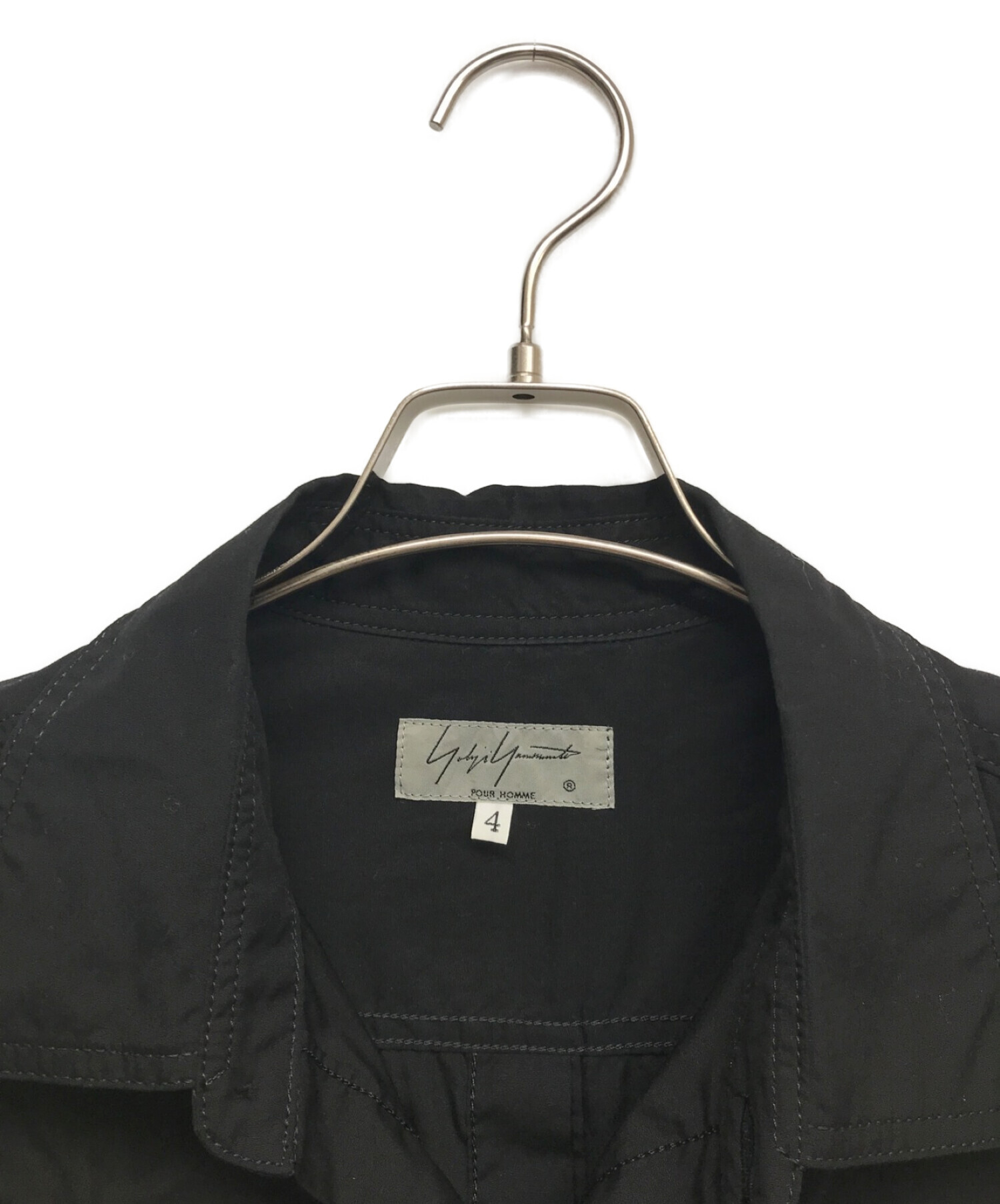 Yohji Yamamoto pour homme (ヨウジヤマモト プールオム) Back Open Chain Stitch Sew Shirt  ブラック サイズ:4