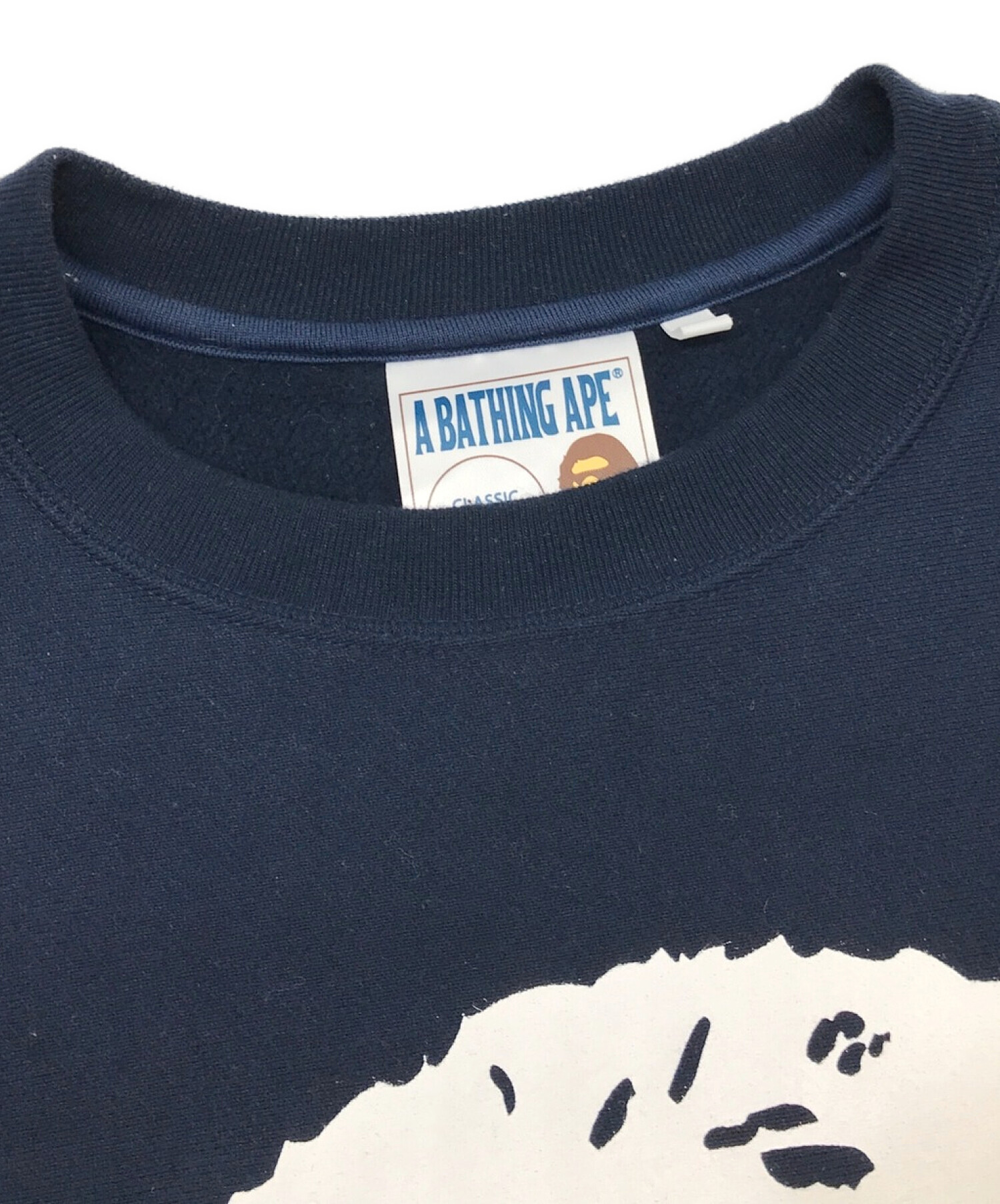 A BATHING APE (アベイシングエイプ) ベートーヴェンプリント クルーネックスウェット ネイビー サイズ:M