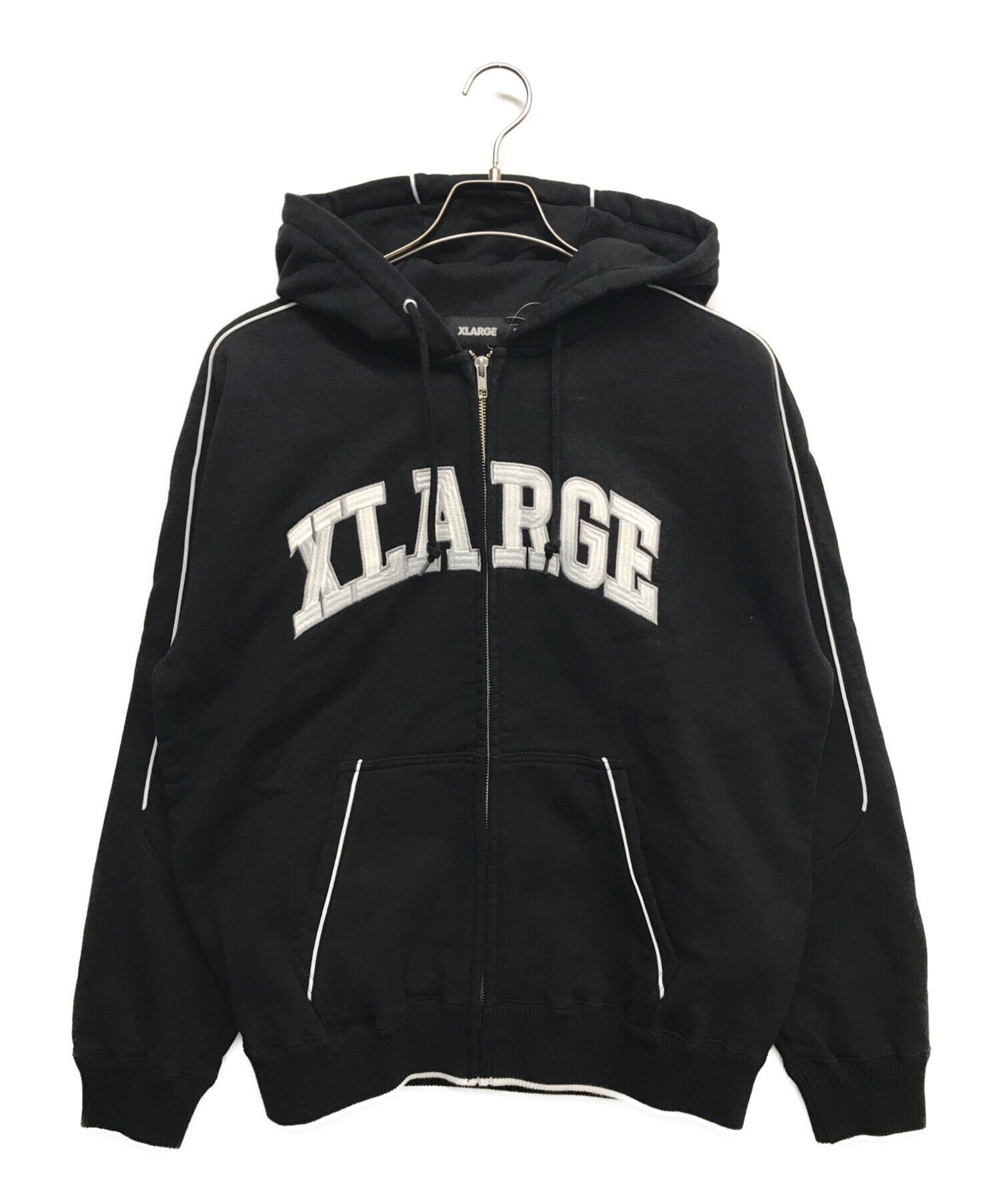 X-LARGE (エクストララージ) PIPING ジップアップ フーデット スウェットシャツ ブラック サイズ:M