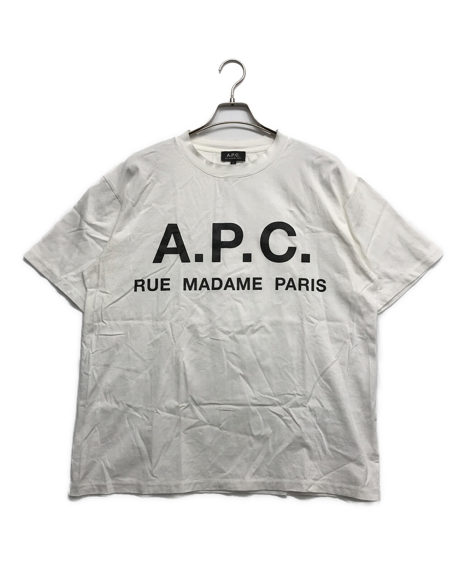 A.P.C. (アーペーセー) EDIFICE (エディフィス) 別注ロゴプリント オーバーサイズTシャツ ホワイト サイズ:L