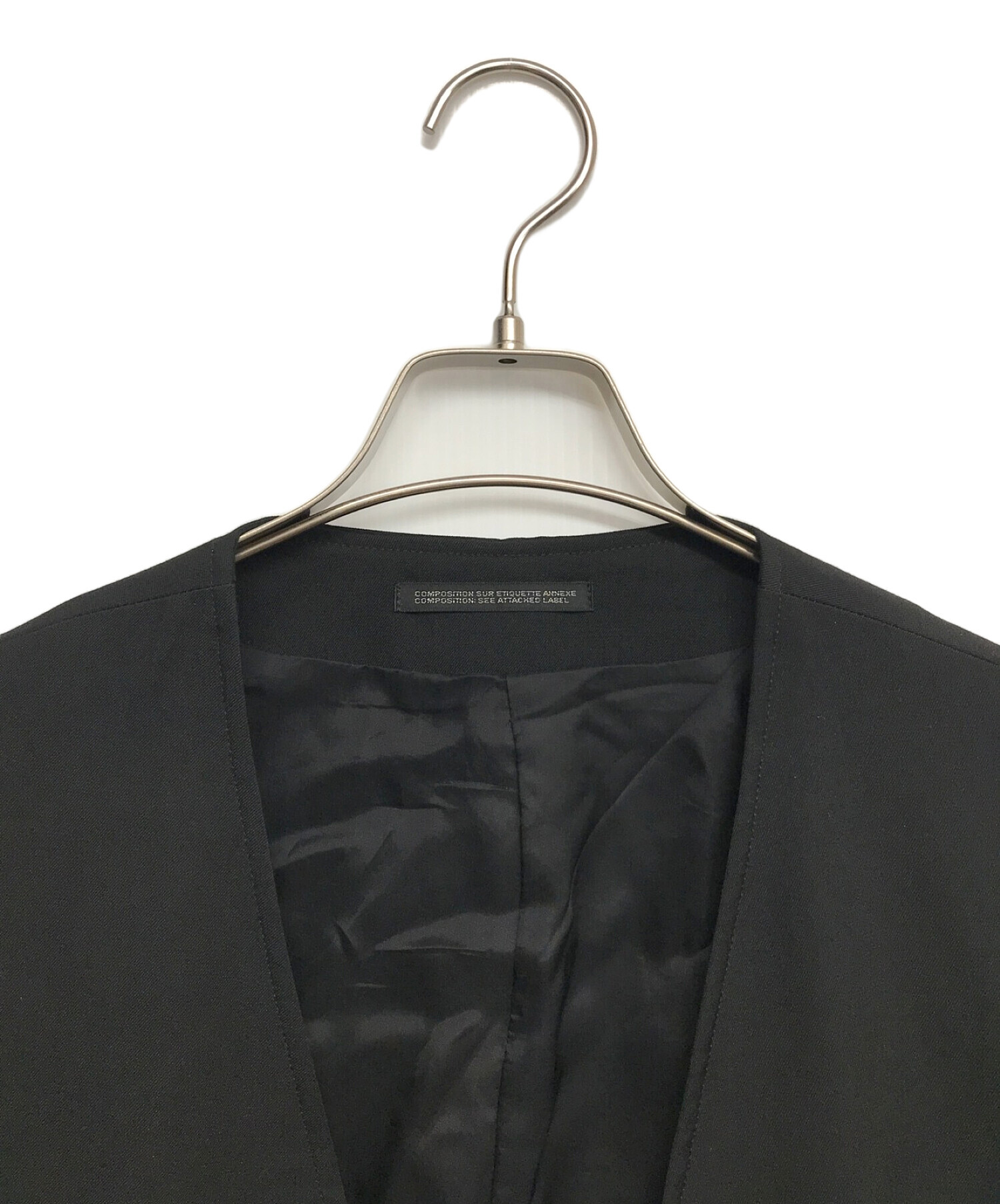 中古・古着通販】Yohji Yamamoto pour homme (ヨウジヤマモト プールオム) シワギャバ ノーカラー ロングジャケット ブラック  サイズ:3｜ブランド・古着通販 トレファク公式【TREFAC FASHION】スマホサイト