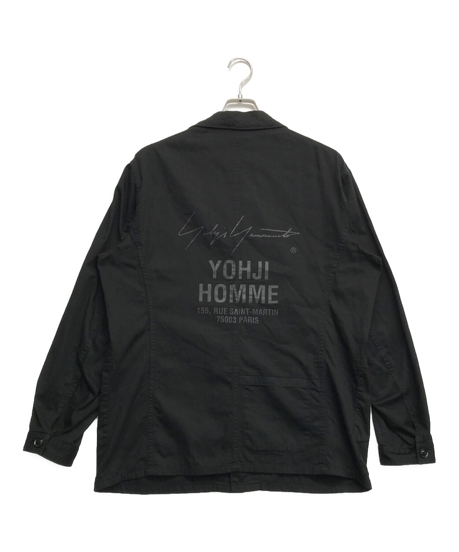 中古・古着通販】Yohji Yamamoto pour homme (ヨウジヤマモト プールオム) スタッフプリントワークシャツジャケット ブラック  サイズ:3｜ブランド・古着通販 トレファク公式【TREFAC FASHION】スマホサイト