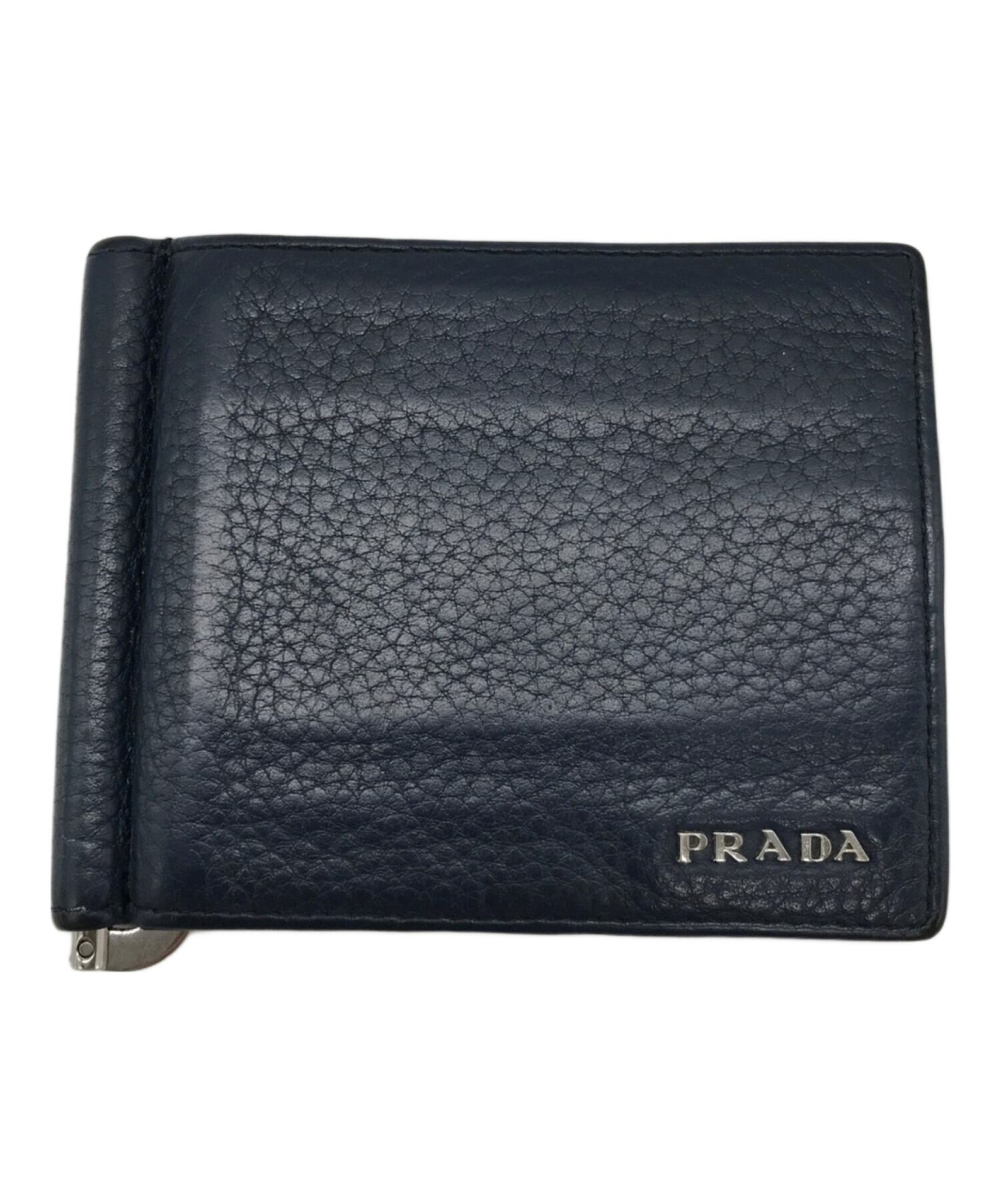 中古・古着通販】PRADA (プラダ) マネークリップ式二つ折り財布 ネイビー｜ブランド・古着通販 トレファク公式【TREFAC  FASHION】スマホサイト