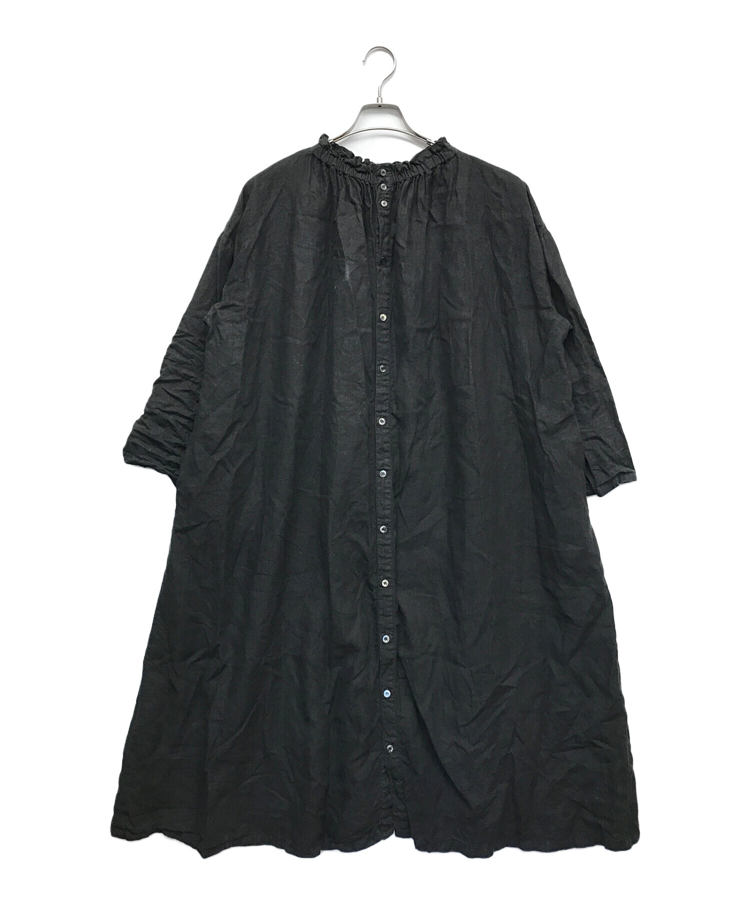 中古・古着通販】nest Robe (ネストローブ) リネンシャーリングネックシャツワンピース ブラック サイズ:FREE｜ブランド・古着通販  トレファク公式【TREFAC FASHION】スマホサイト