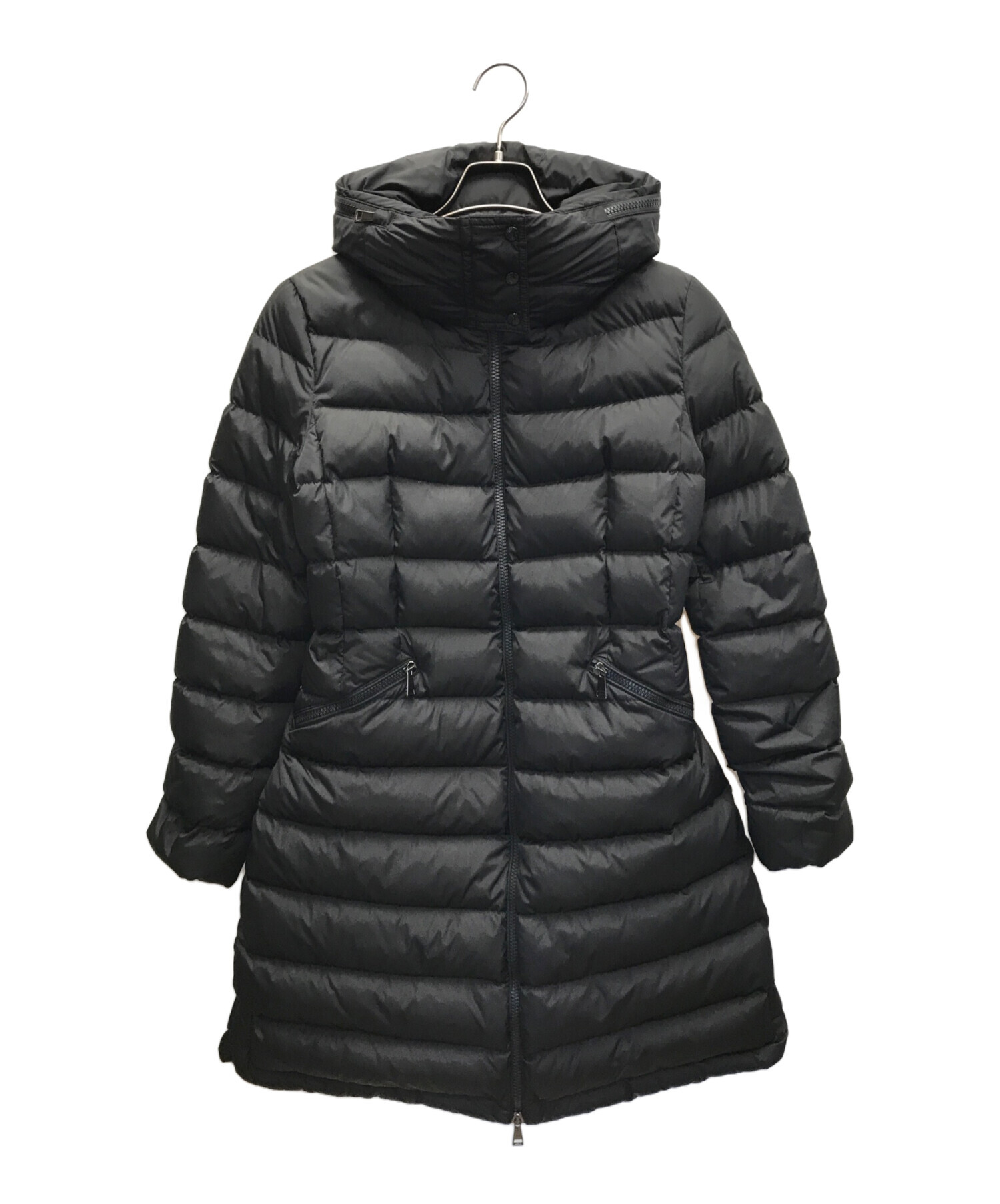 MONCLER (モンクレール) フラメッテ フード付き ロングダウンコート ブラック サイズ:1