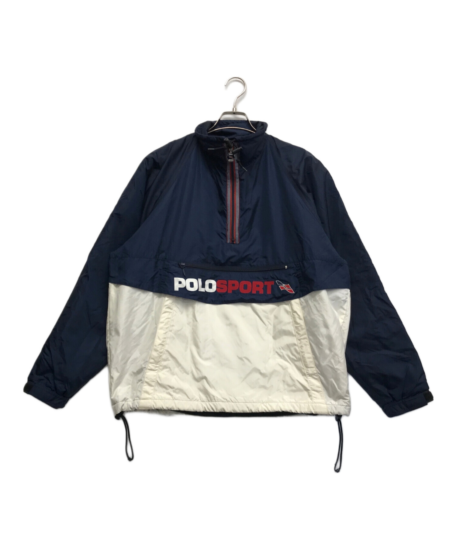 中古・古着通販】POLO SPORT (ポロスポーツ) ナイロンアノラックパーカー ホワイト×ネイビー サイズ:M｜ブランド・古着通販  トレファク公式【TREFAC FASHION】スマホサイト