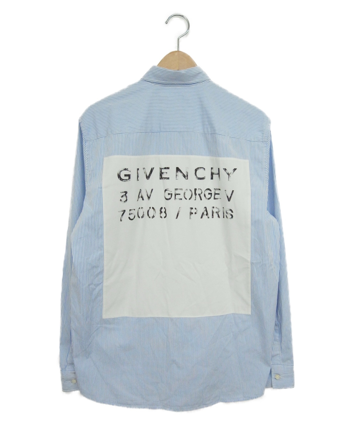 GIVENCHY (ジバンシィ) アトリエバックパッチストライプシャツ ブルー サイズ:37 20SSモデル BM60DC123T