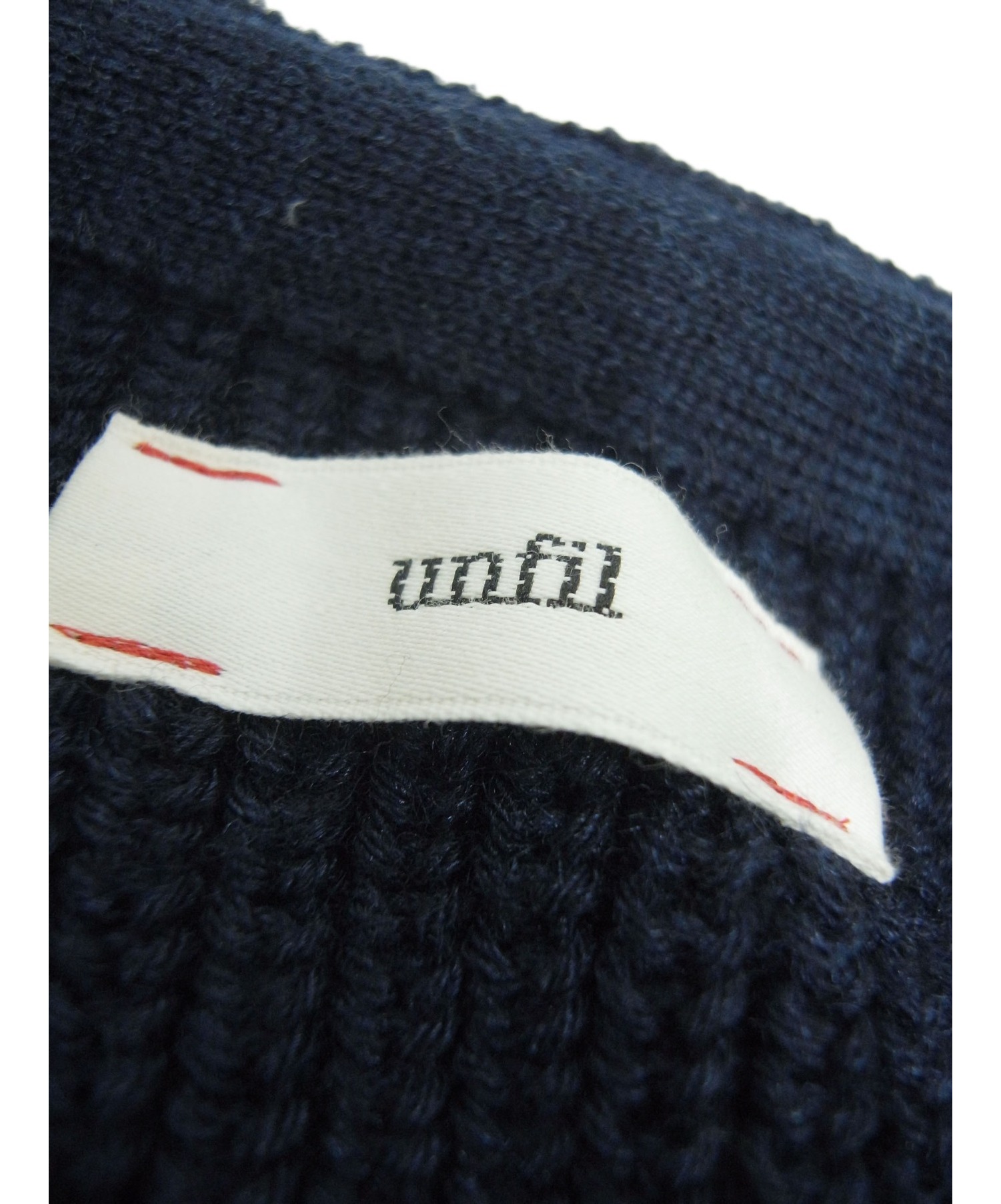 unfil (アンフィル) シルクブレンドジップカーディガン ネイビー サイズ:4 BRITISH WOOL/SILK BLEND ZIP UP  CARDIGAN OEFL-UM228