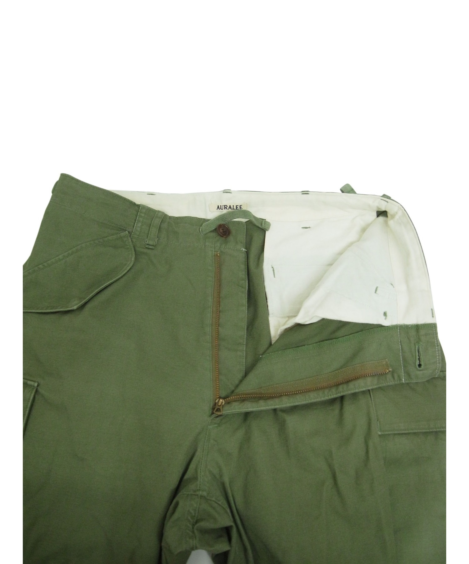 AURALEE (オーラリー) フィールドパンツ オリーブ サイズ:3 WASHED FINX TWILL FIELD PANTS